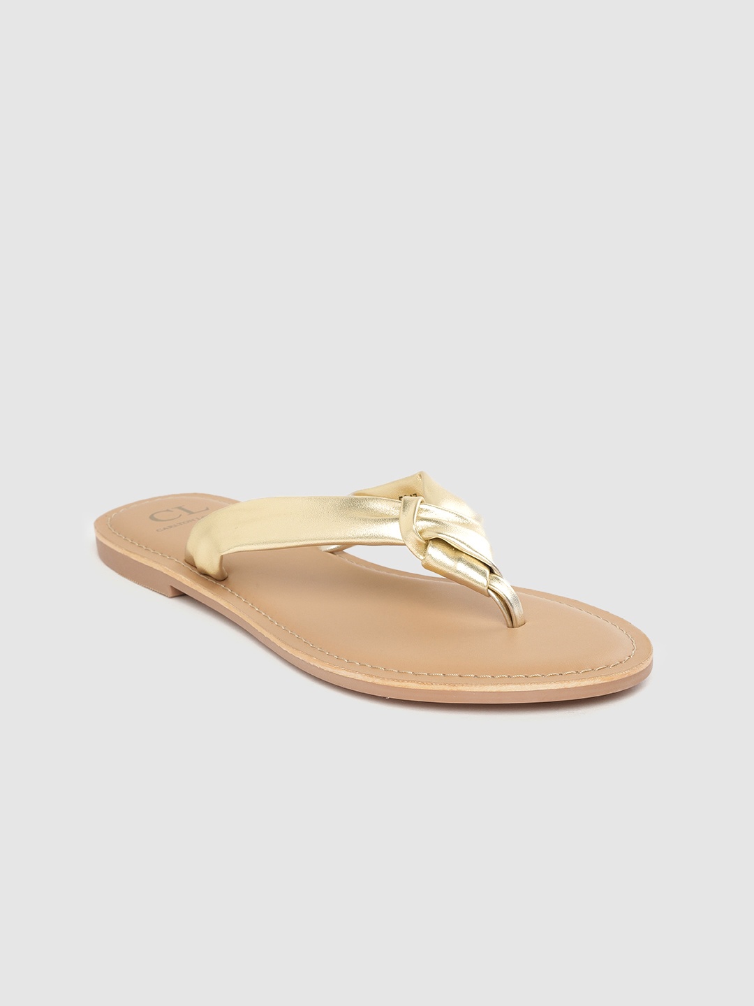 

Carlton London Women Gold-Toned Solid Open Toe Flats
