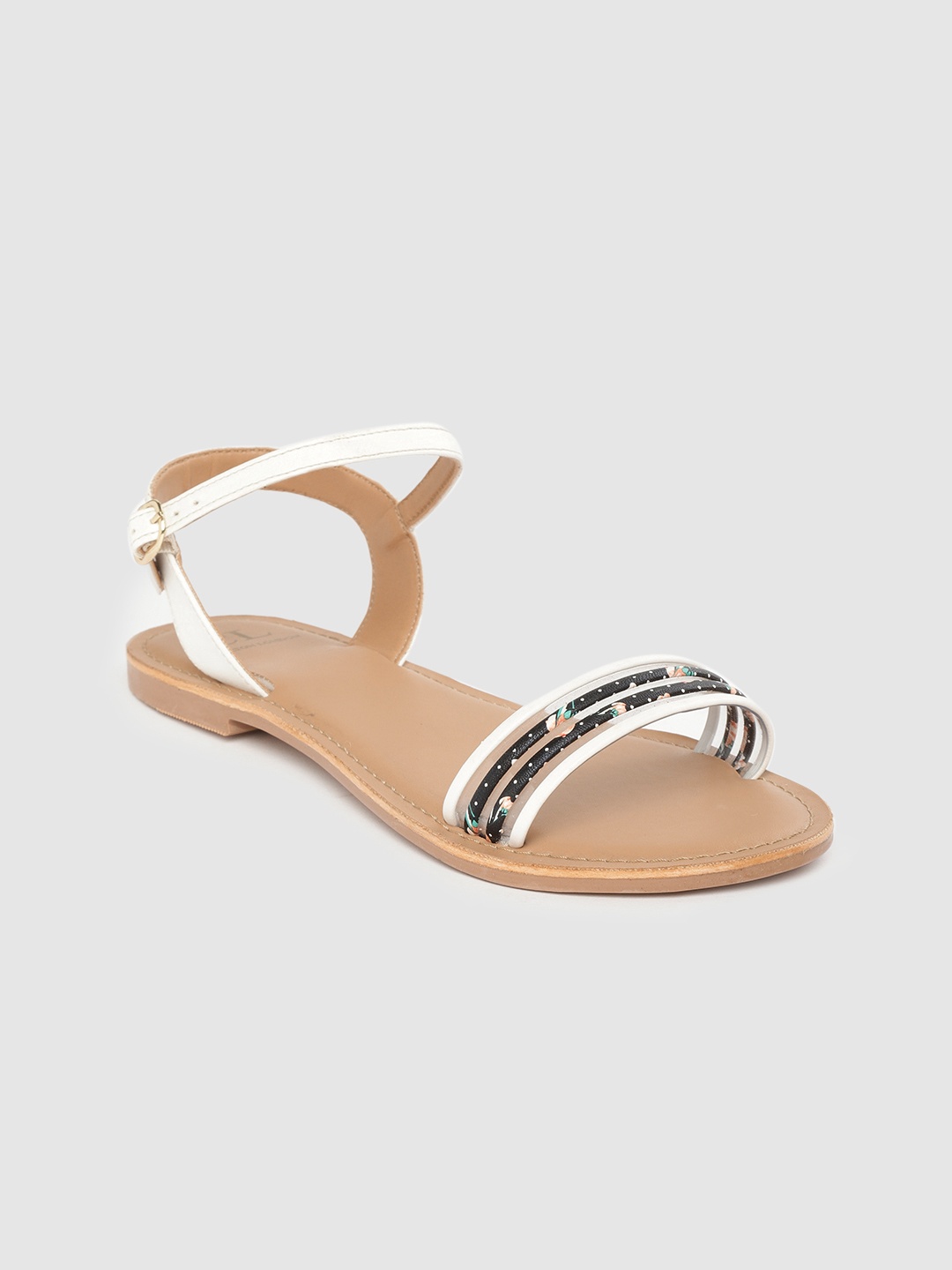 

Carlton London Women Black & White Striped Open Toe Flats