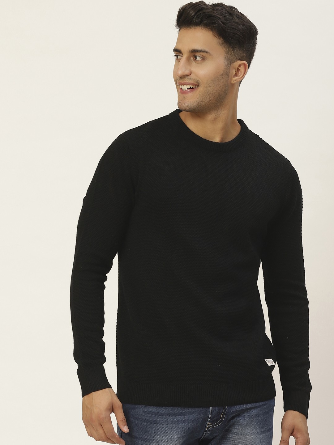 

Flying Machine Men Black Solid Pullover