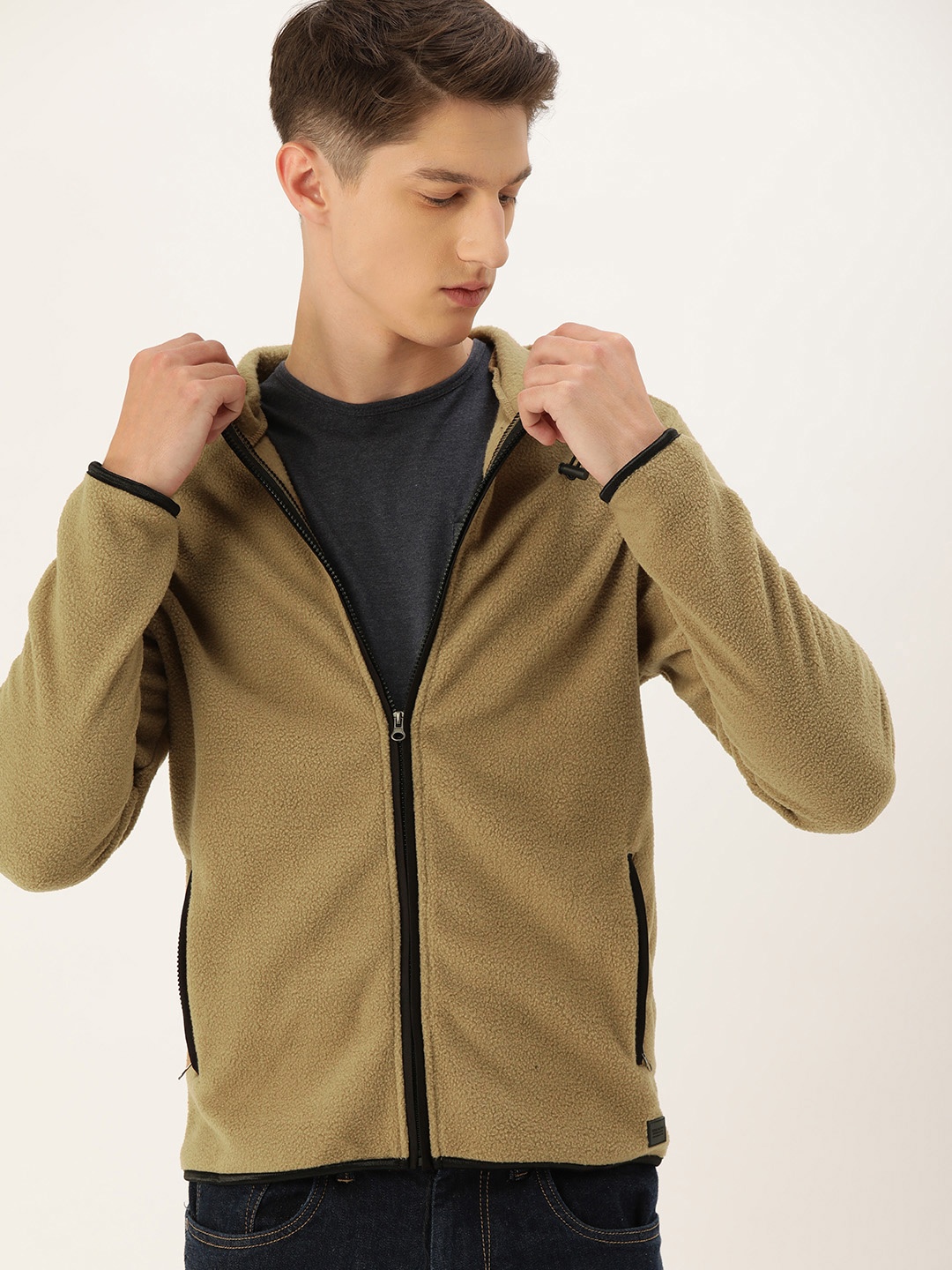 

Flying Machine Men Khaki Solid Lightweight Tailored Jacket