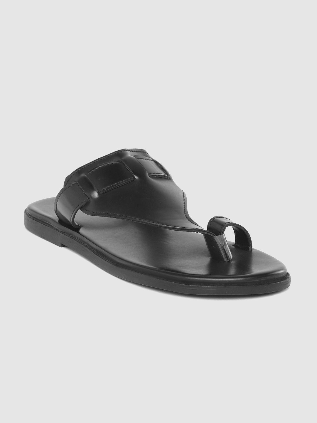 

Mast & Harbour Men Black One Toe Ethnic Comfort Sandals