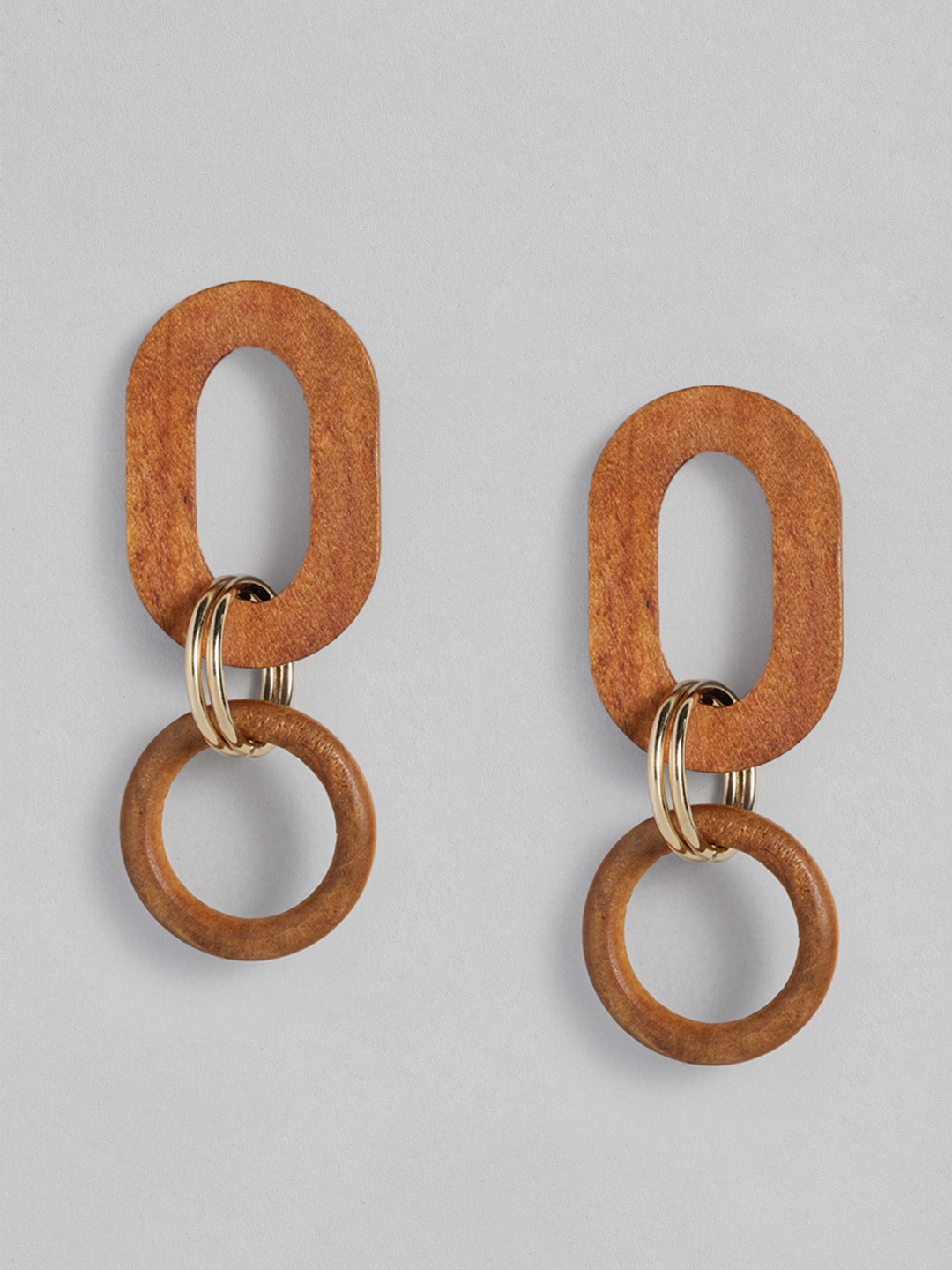

DressBerry Brown Oval Drop Earrings