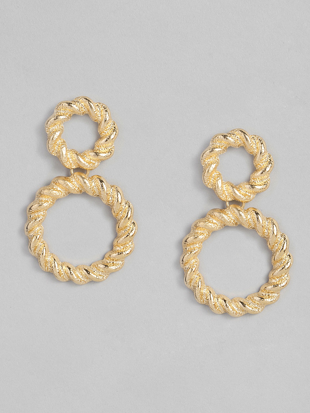 

DressBerry Gold-Toned Circular Drop Earrings