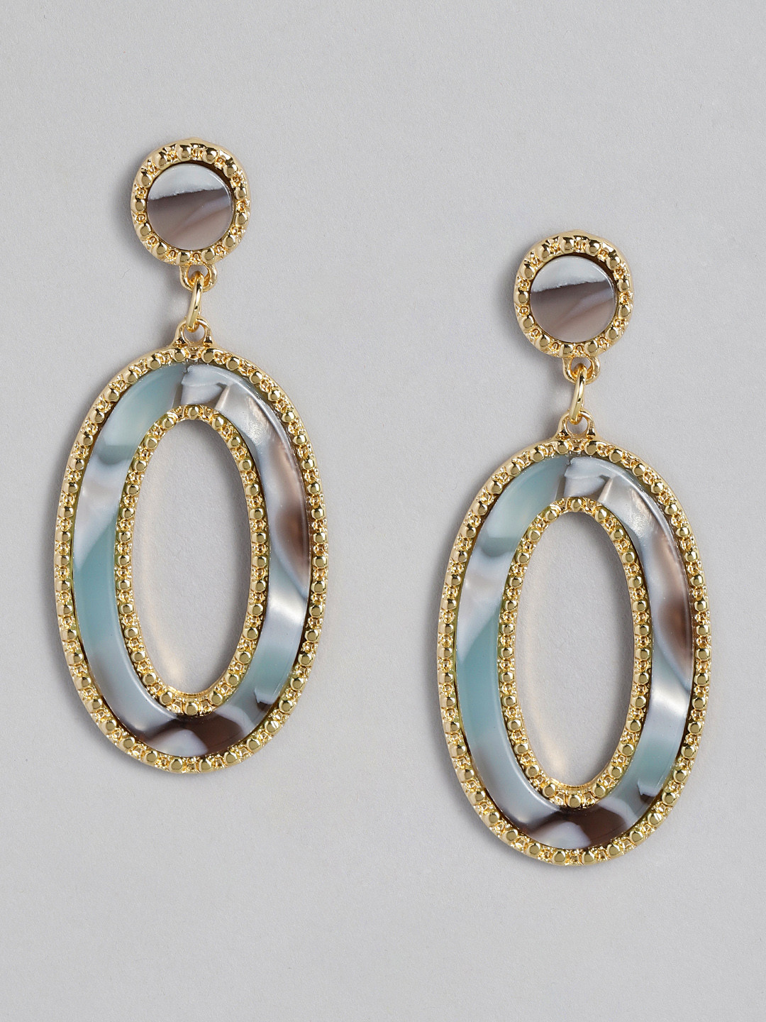 

DressBerry Gold-Plated Grey Geometric Drop Earrings