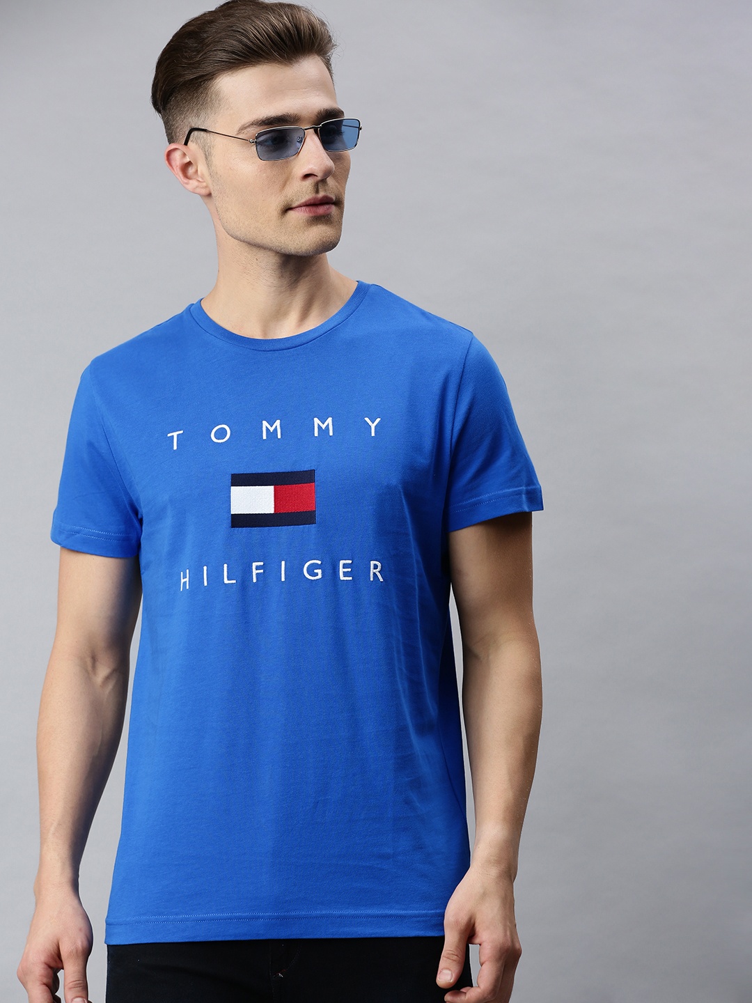 

Tommy Hilfiger Men Blue Printed Round Neck T-shirt