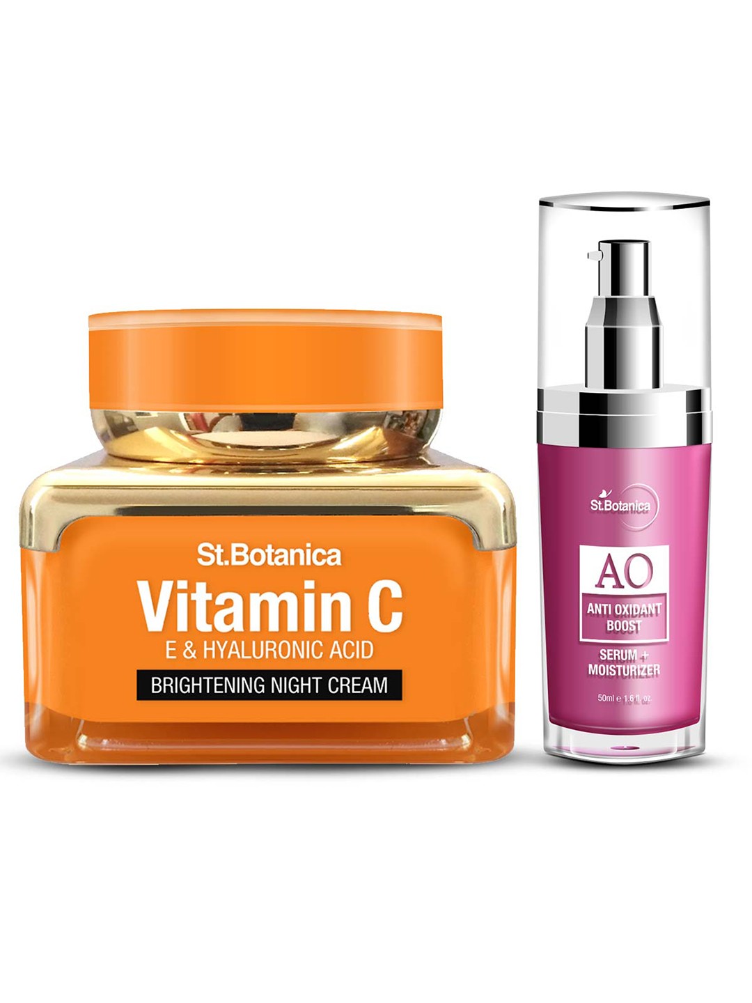

St.Botanica Vitamin C Night Cream 50 g & AO serum Moisturiser 50 ml, Orange