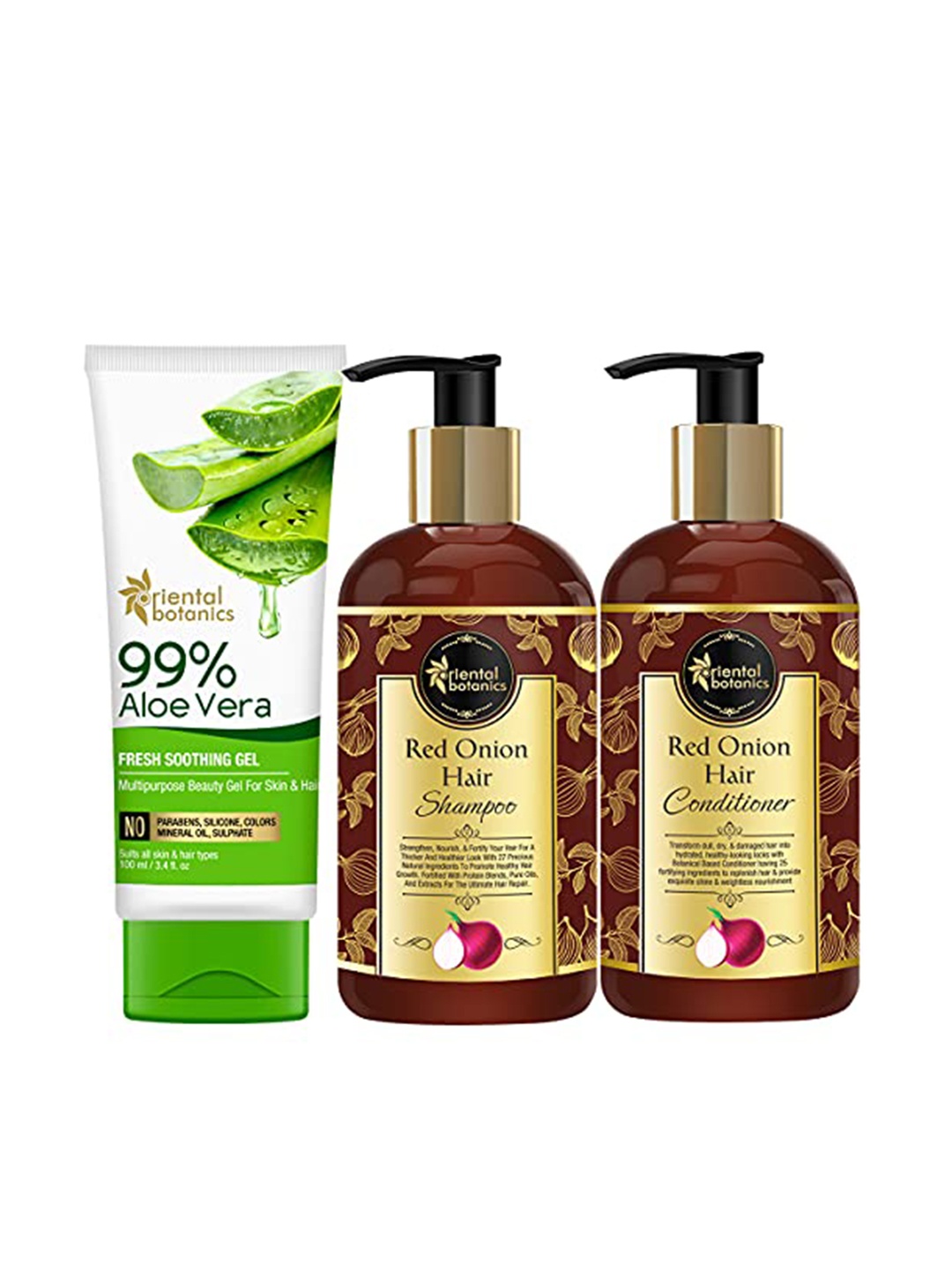 

Oriental Botanics Red Onion Shampoo & Conditioner & Aloe Vera Gel 700 g, Brown