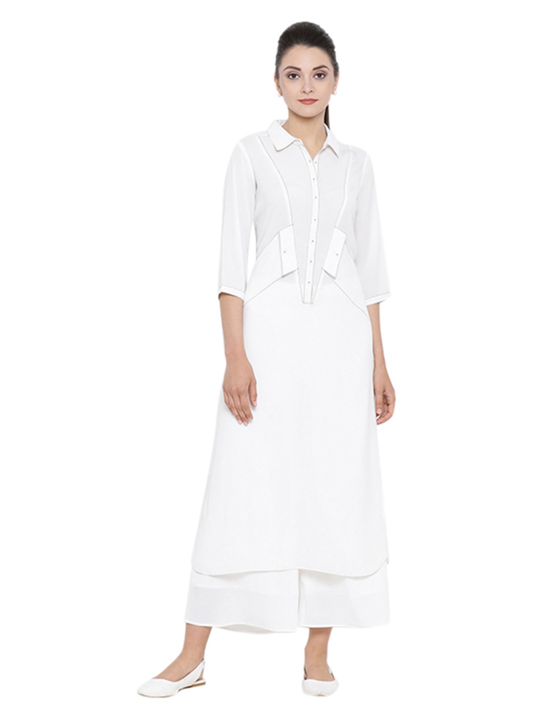 

OFFICE & YOU Women White Solid Pathani Kurta
