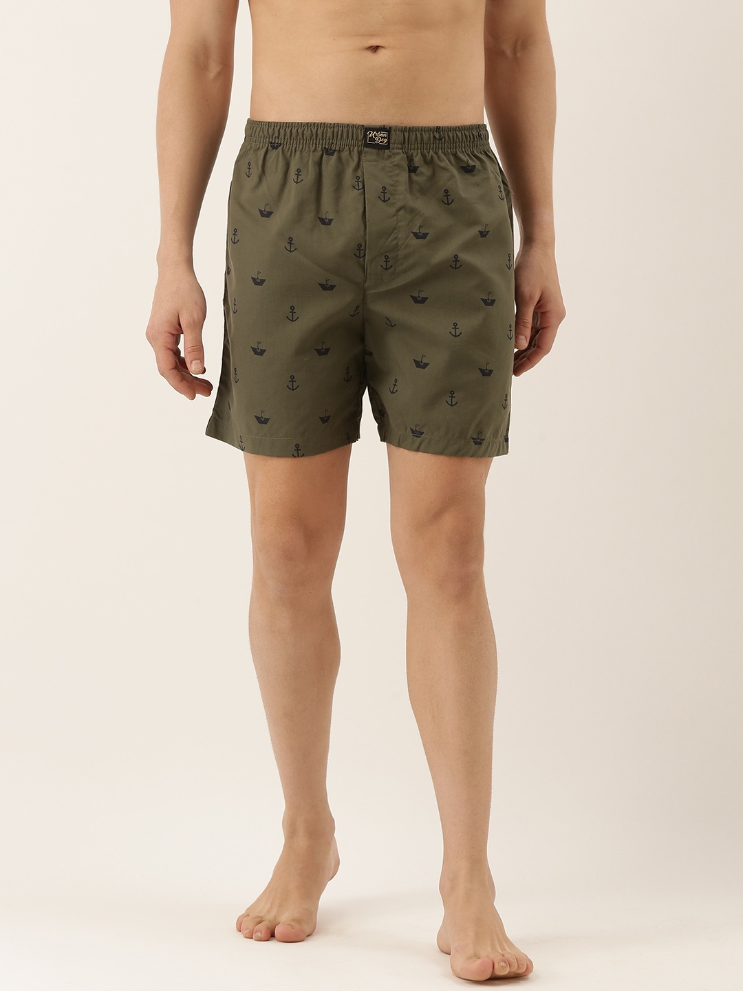

Urban Dog Men White & Black Printed Boxers UDBX269, Olive