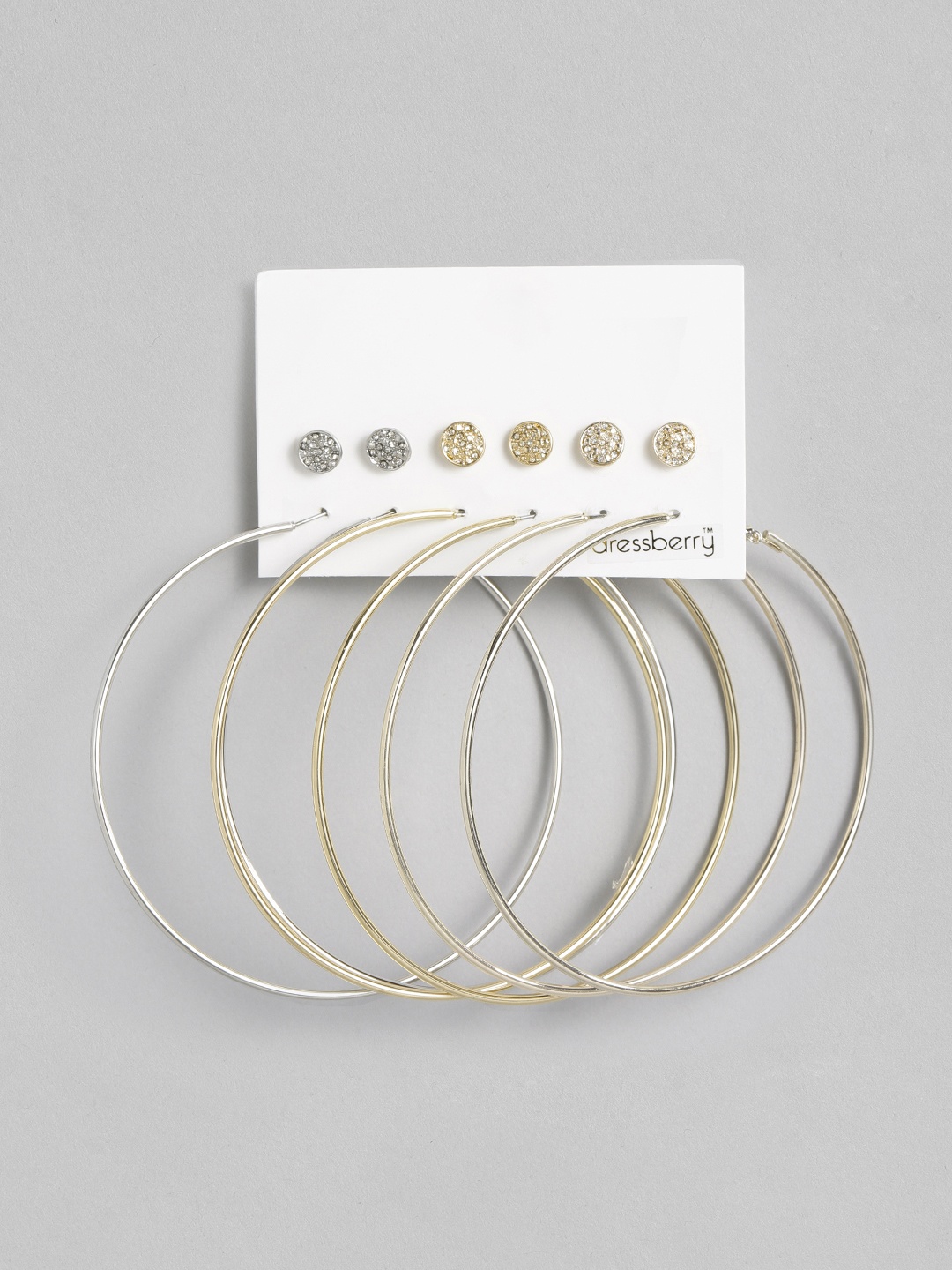 

DressBerry Set of 6 Gold-Toned & Silver-Toned Earrings
