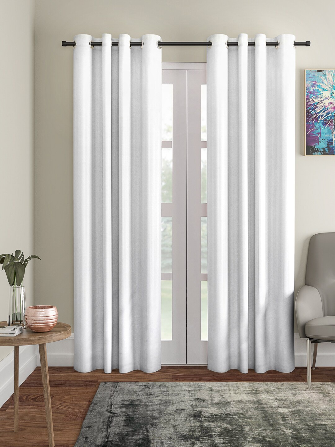 

ROMEE White Set of 2 Room Darkening Door Curtains