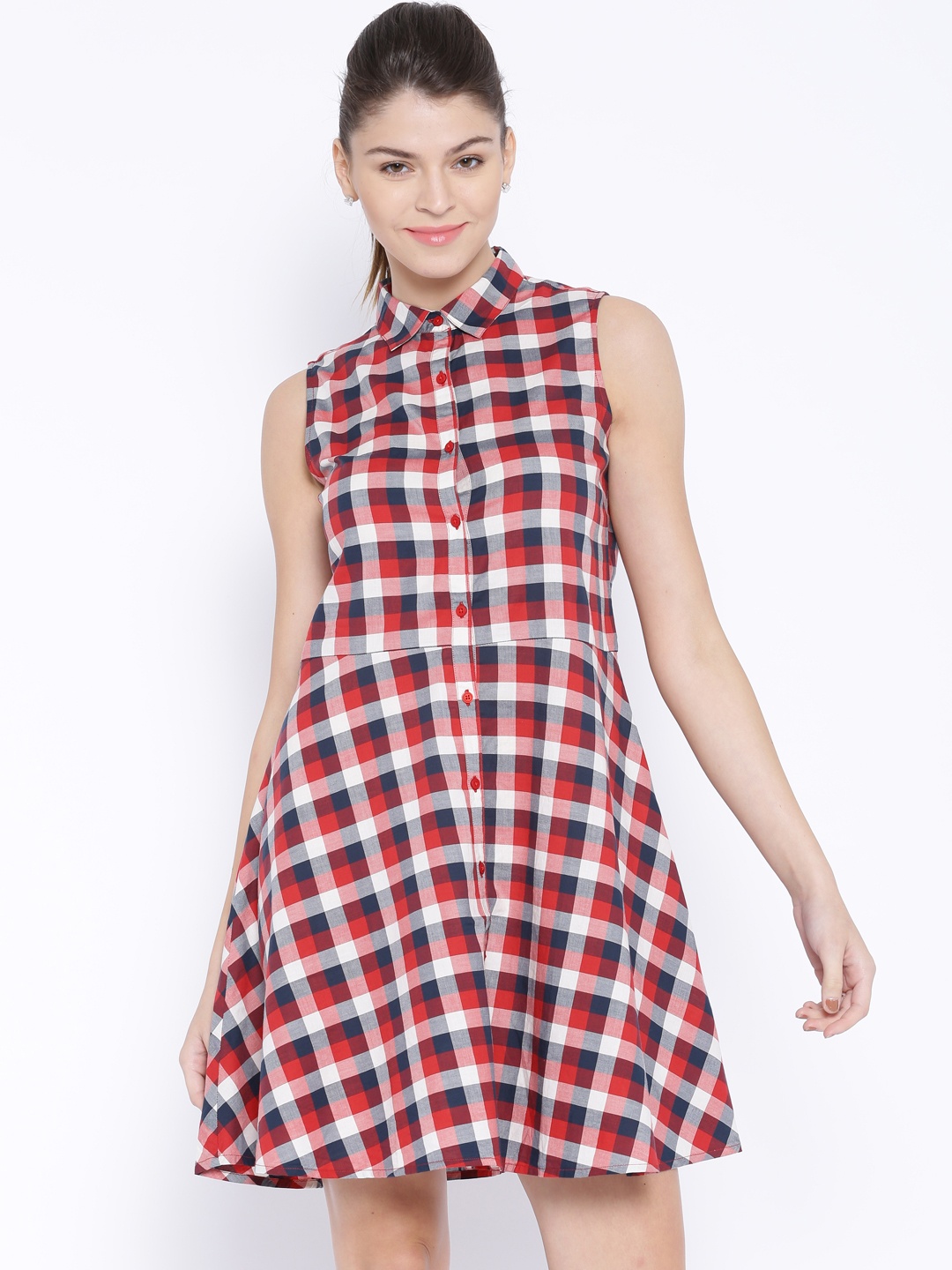 

U.S. Polo Assn. Women Red & Navy Checked Shirt Dress