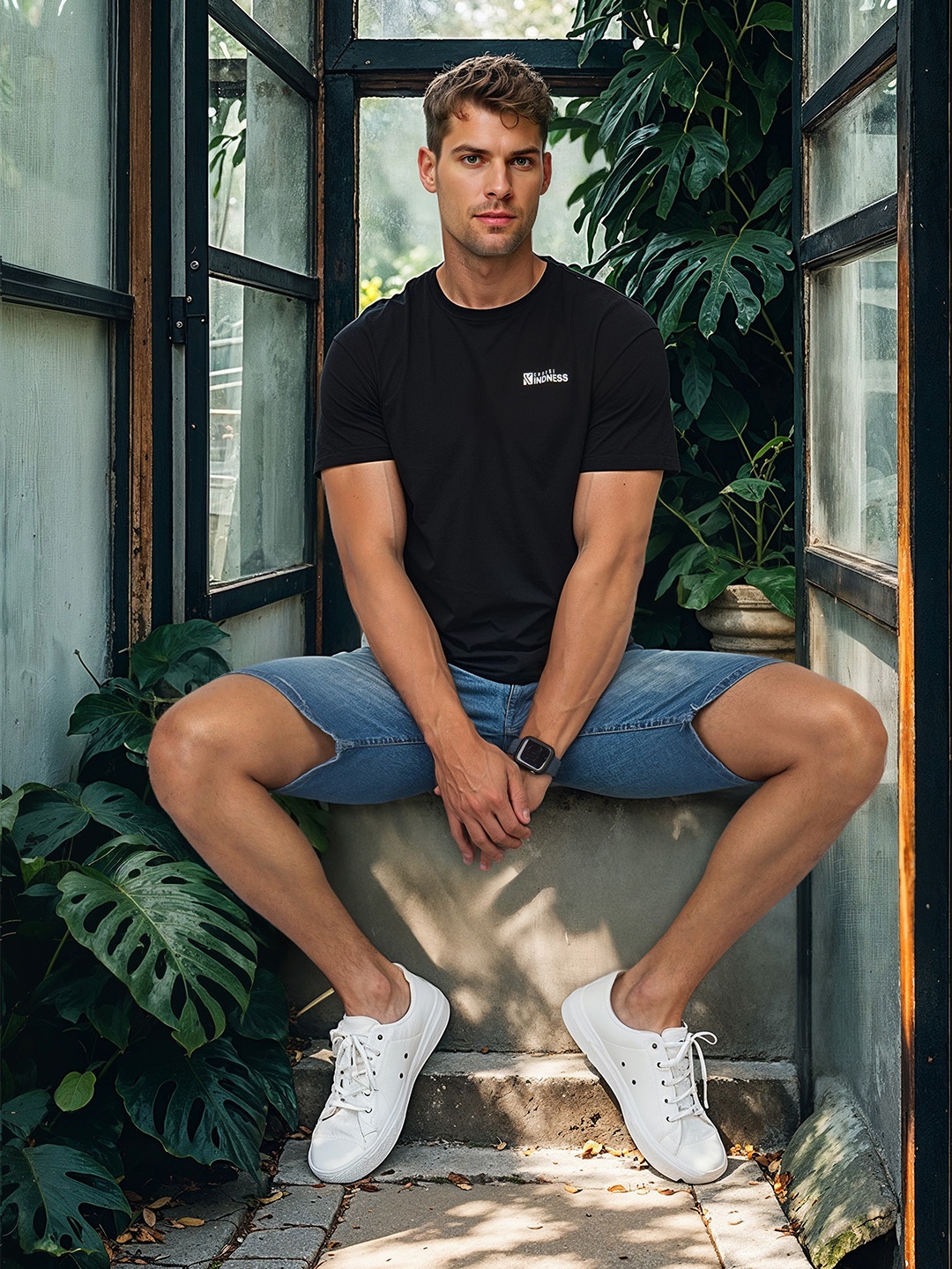 

HERE&NOW Men Black Solid Round Neck T-shirt