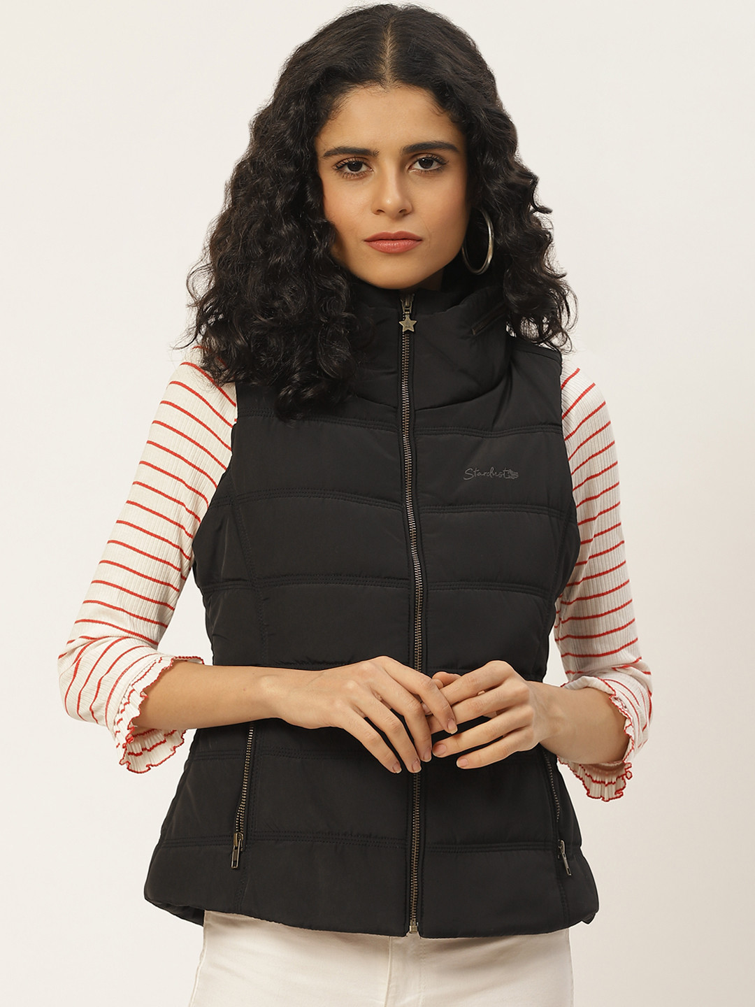 

Duke Women Black Solid Quilted Jacket