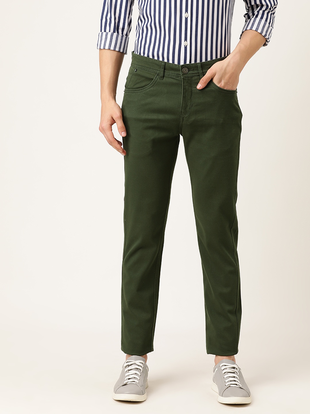 

Flying Machine Men Olive Green Slim Fit Solid Chinos