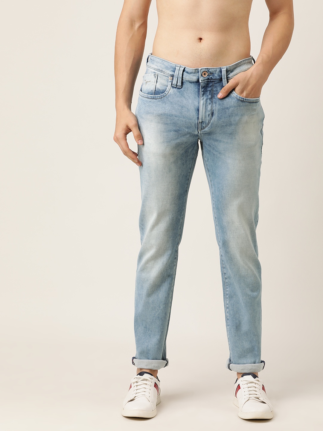 

Flying Machine Men Blue Michael Slim Tapered Fit Mid-Rise Clean Look Stretchable Jeans