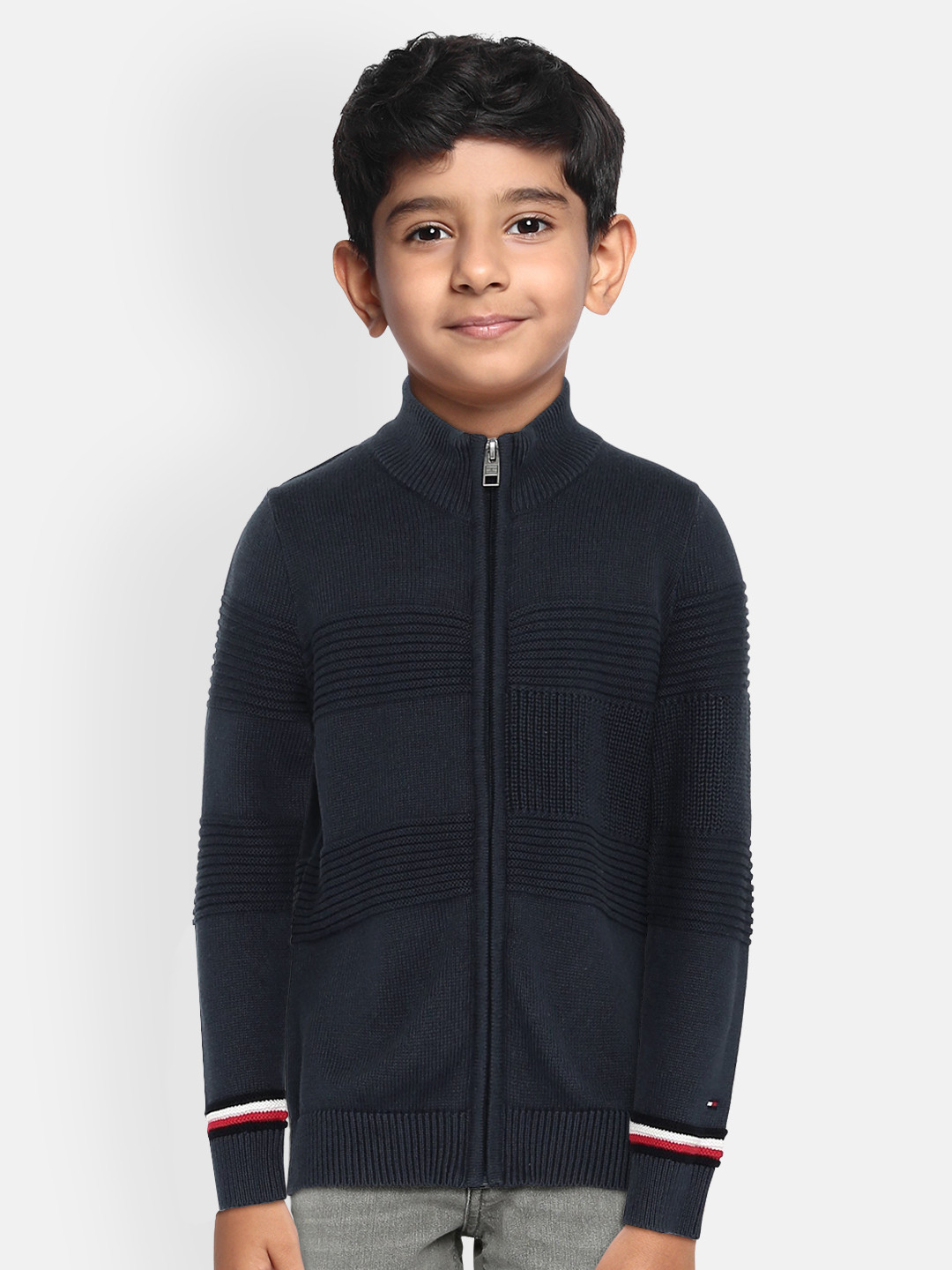 

Tommy Hilfiger Boys Navy Blue Self Design Cardigan Sweater