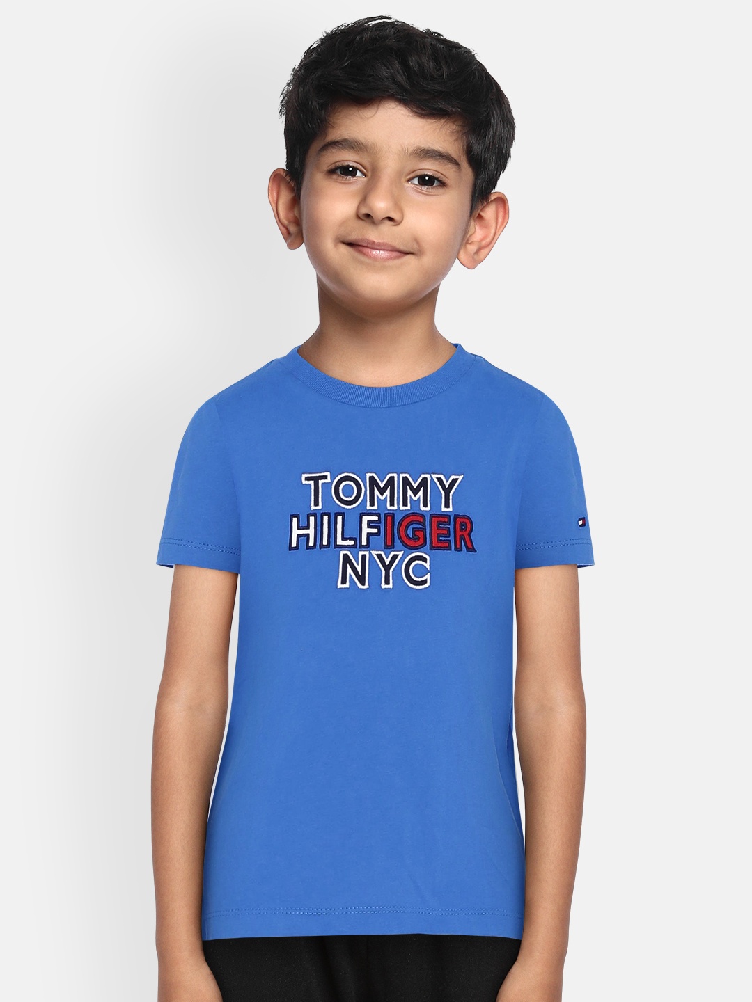 

Tommy Hilfiger Boys Blue Self Design Round Neck T-shirt