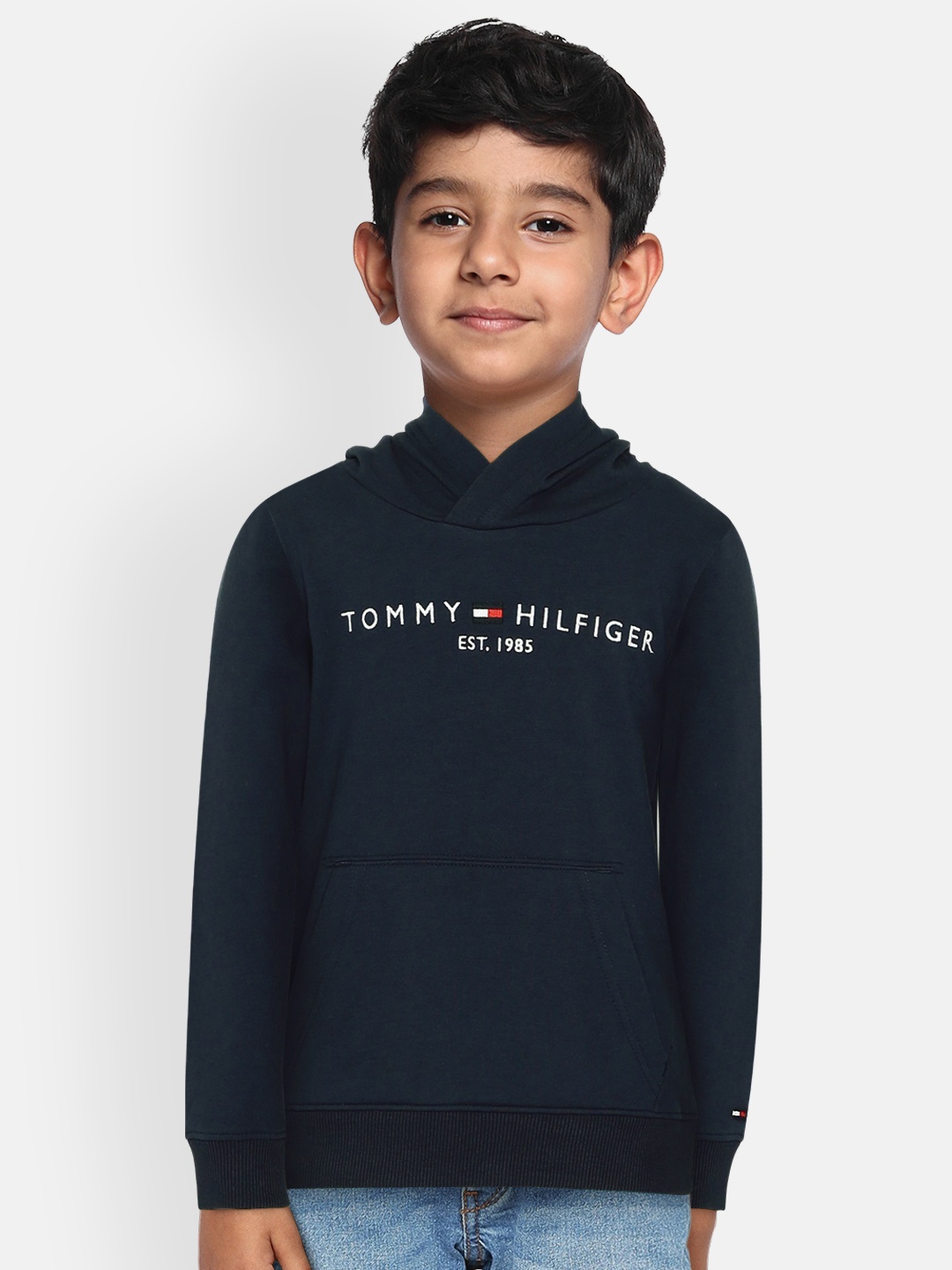 

Tommy Hilfiger Boys Navy Blue Printed Hooded Sweatshirt
