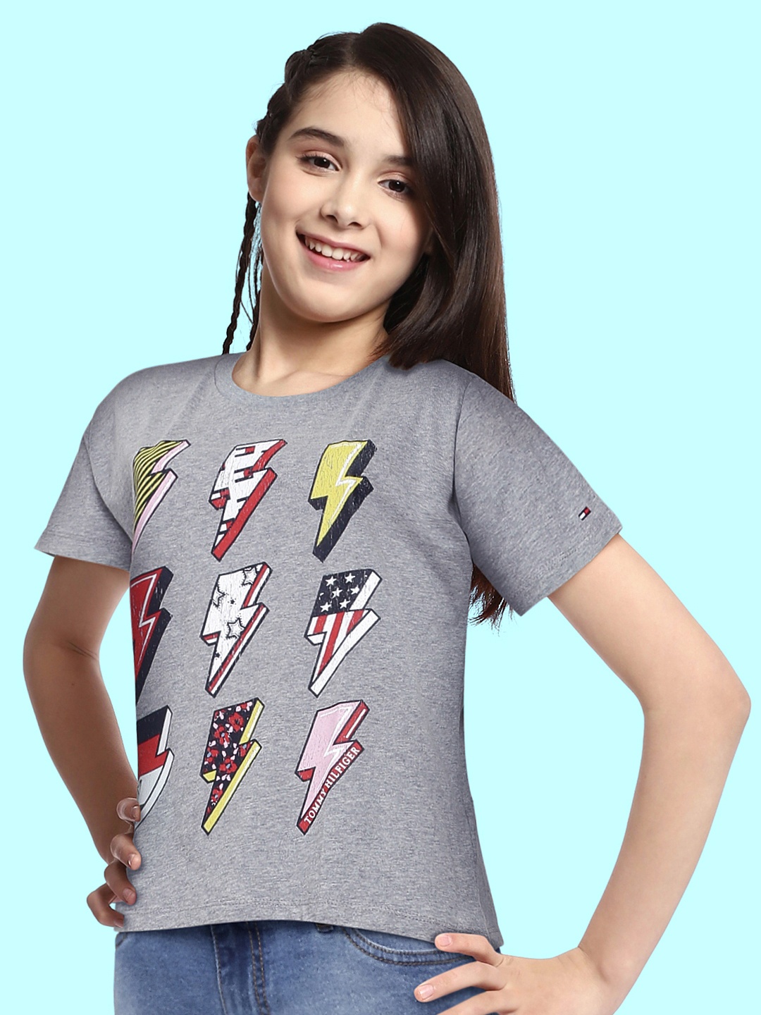 

Tommy Hilfiger Girls Grey Printed Round Neck T-shirt
