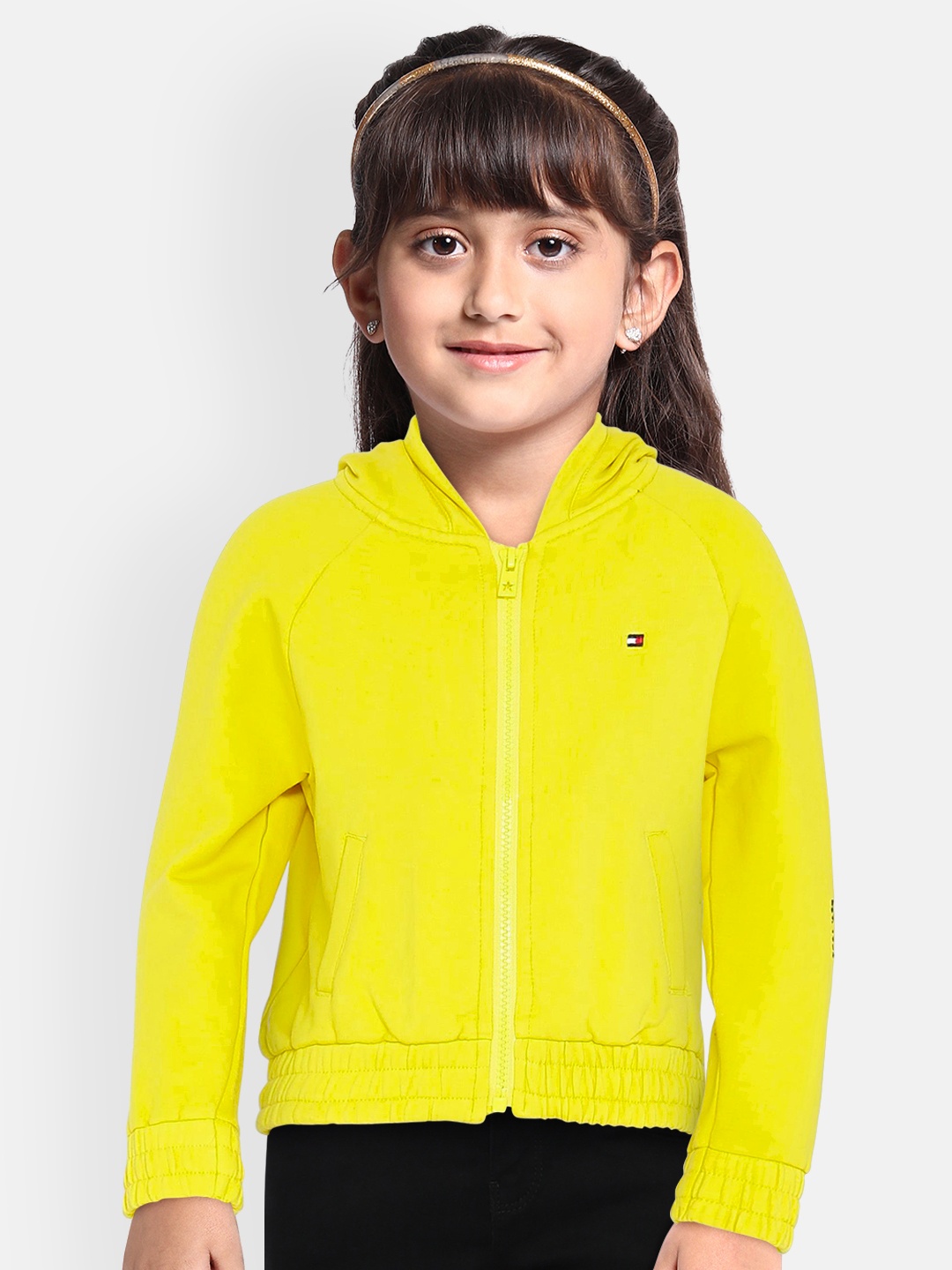 

Tommy Hilfiger Girls Yellow Solid Hooded Sweatshirt
