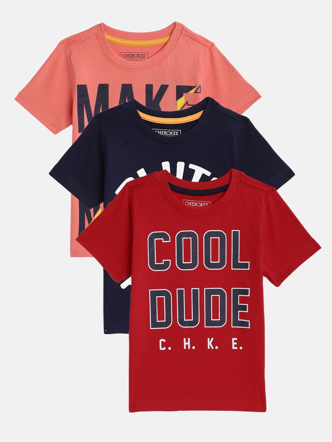 

Cherokee Boys Pack of 3 Round Neck T-shirts, Peach