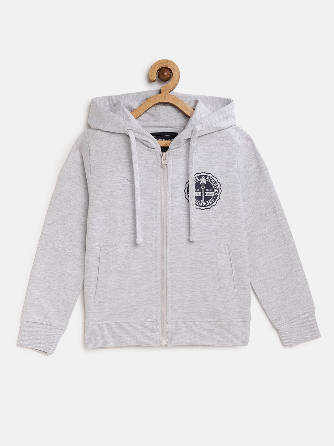 

Cherokee Boys Grey Melange Solid Hooded Sweatshirt
