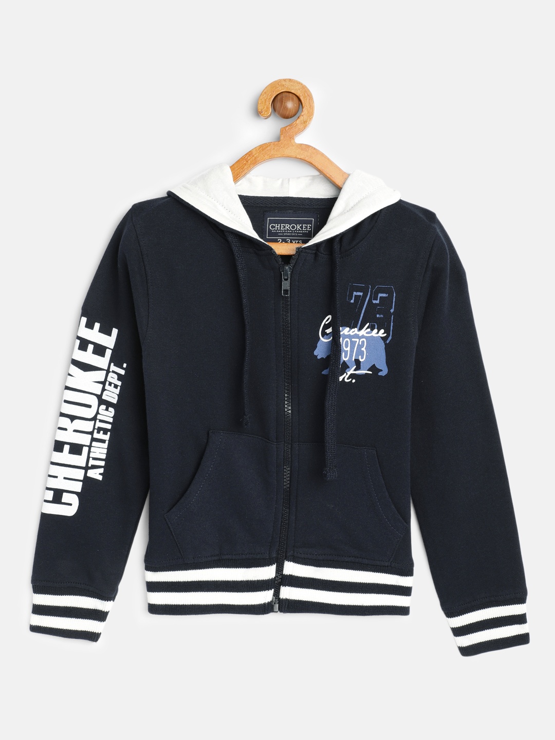 

Cherokee Boys Navy Blue & White Printed Hooded Sweatshirt