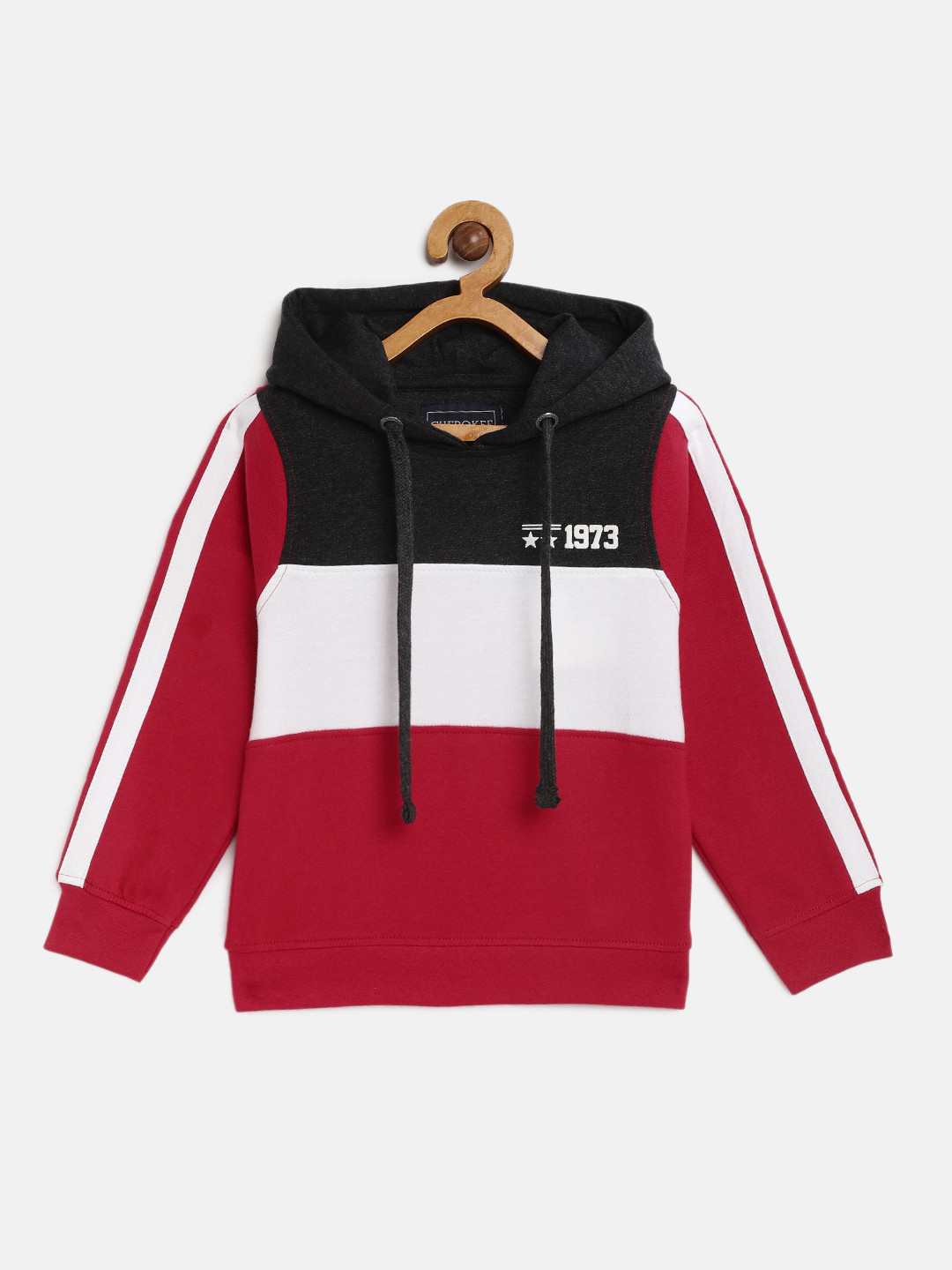 

Cherokee Boys Red & White Colourblocked Hooded Sweatshirt