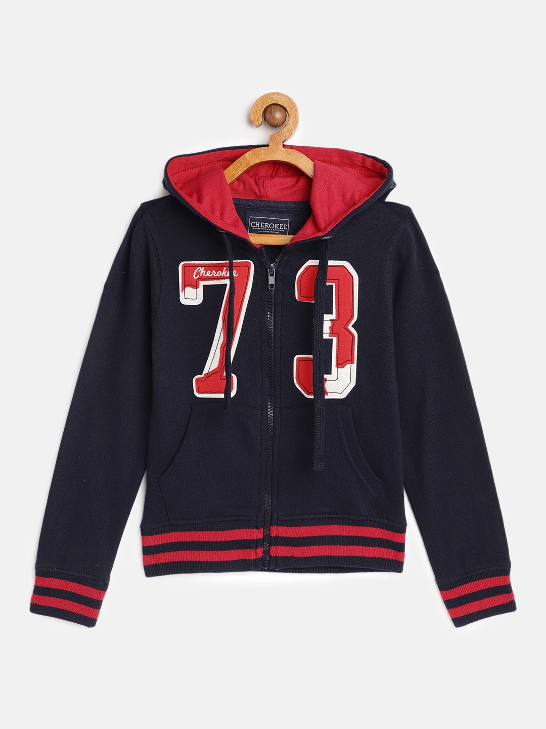 

Cherokee Boys Navy Blue & Red Printed Hooded Sweatshirt
