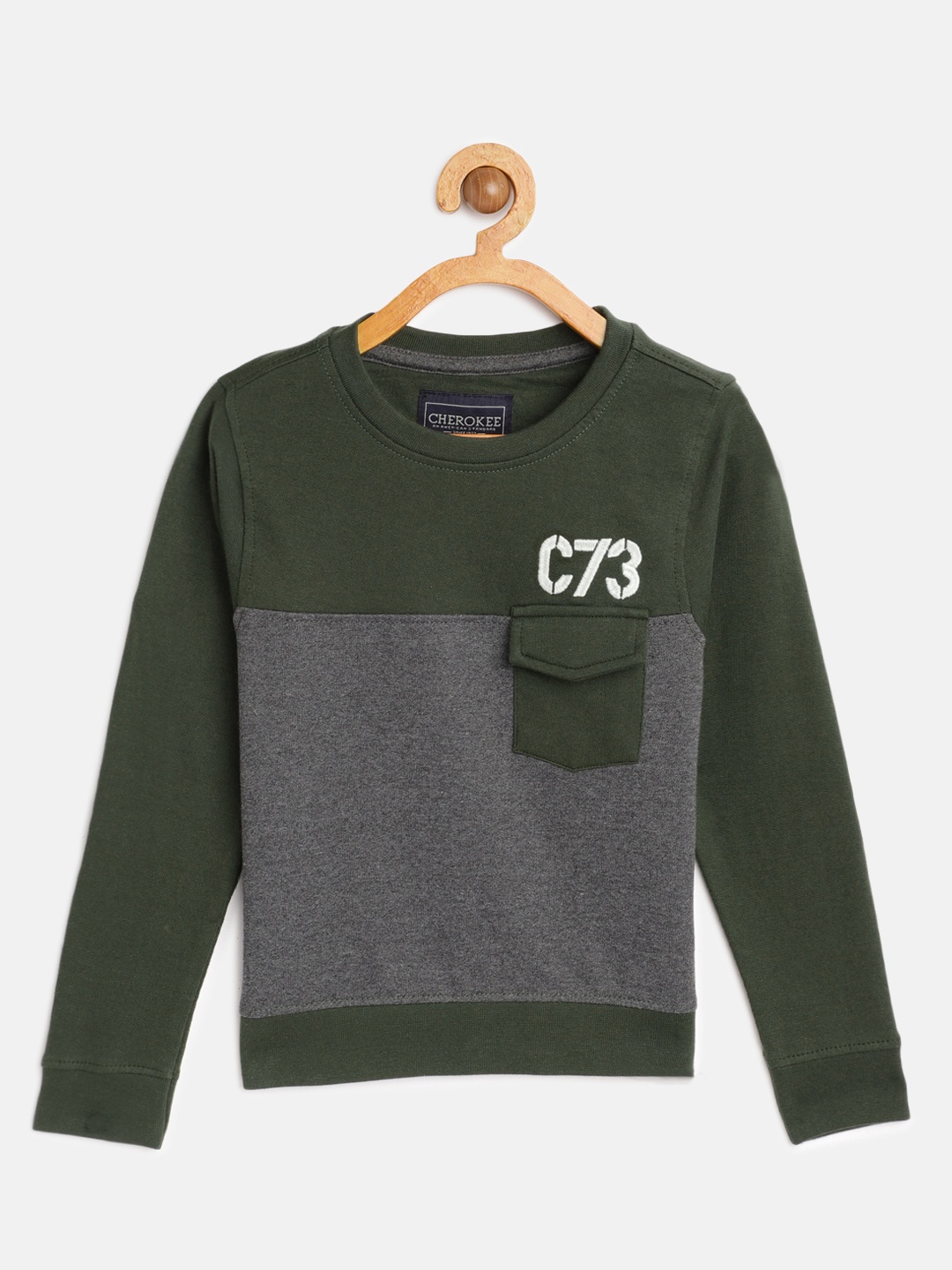 

Cherokee Boys Olive Green & Grey Colourblocked Sweatshirt