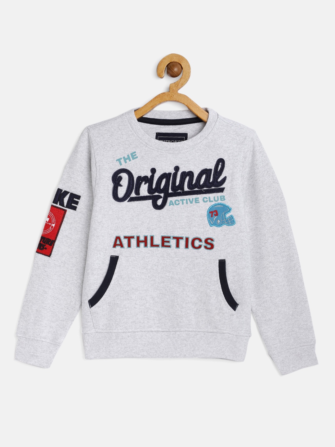 

Cherokee Boys Grey Melange & Black Printed Sweatshirt