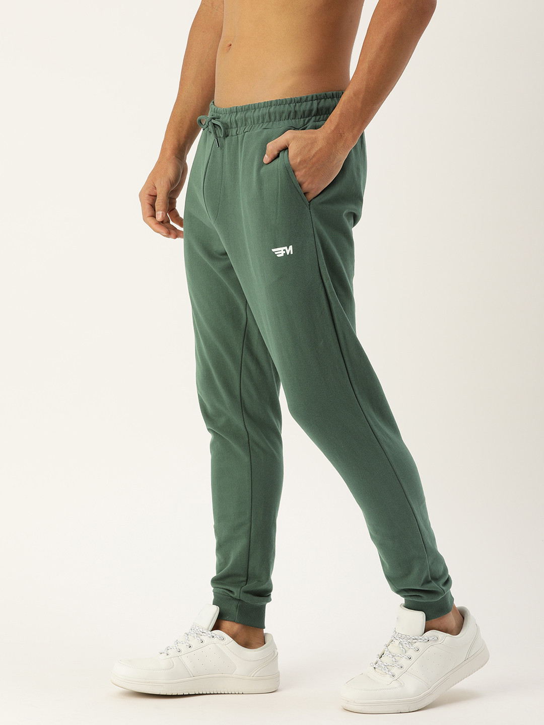 

Flying Machine Men Green Solid Joggers