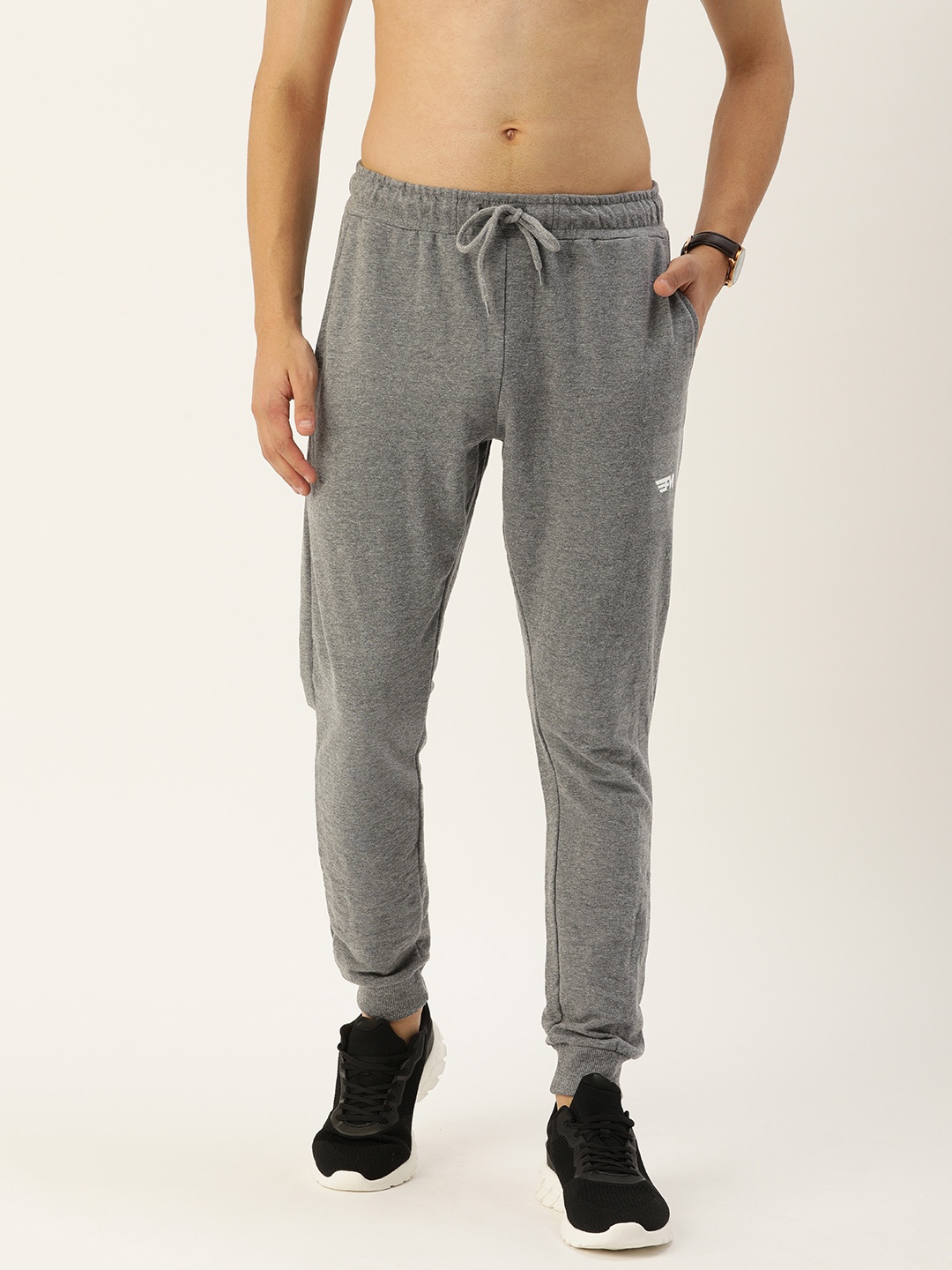 

Flying Machine Men Grey Melange Solid Straight-Fit Joggers