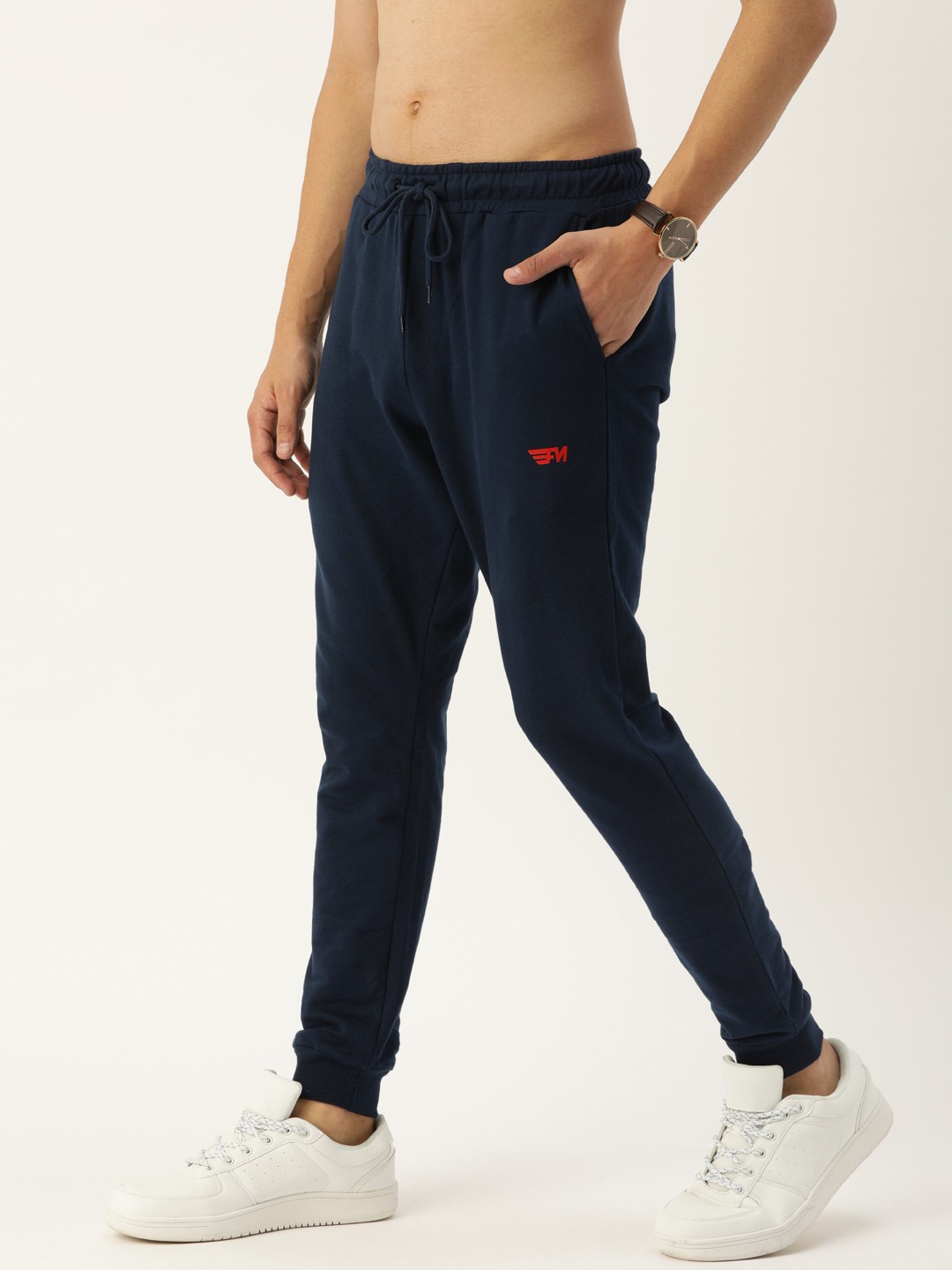 

Flying Machine Men Navy Blue Solid Straight-Fit Joggers