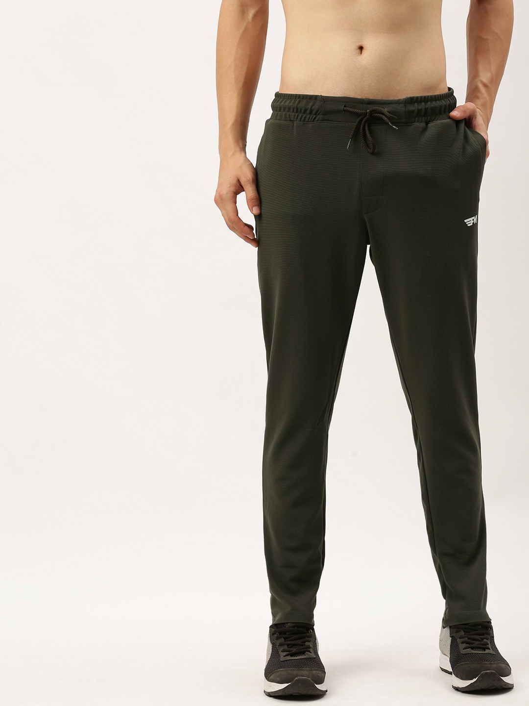 

Flying Machine Men Olive Green Solid Track Pants