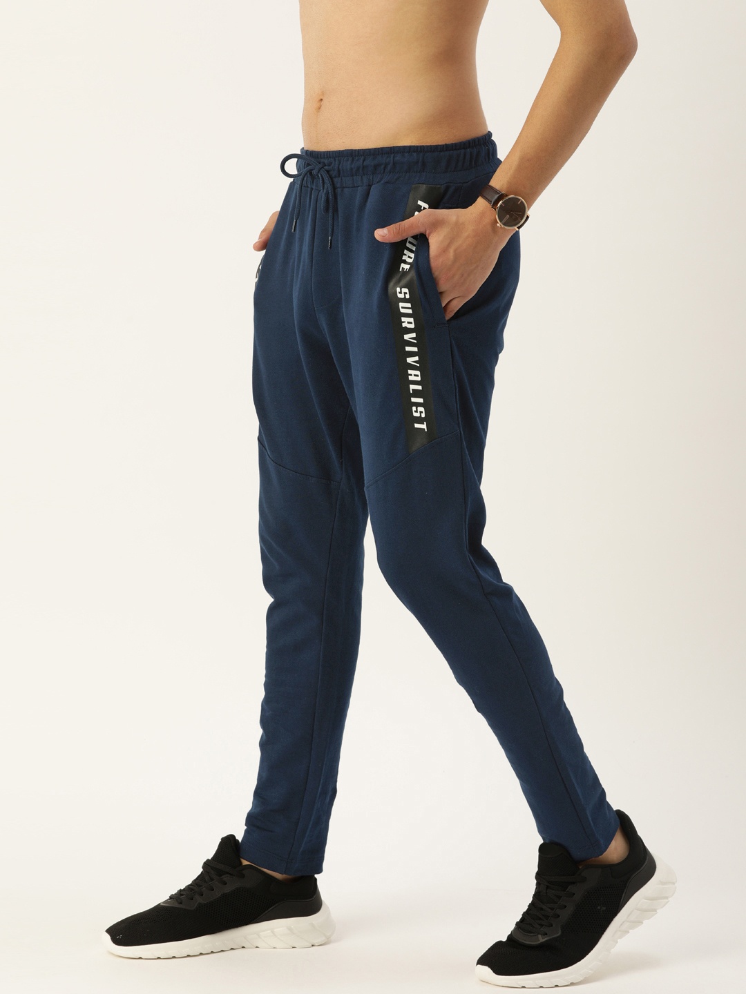 

Flying Machine Men Navy Blue Solid Straight-Fit Track Pants