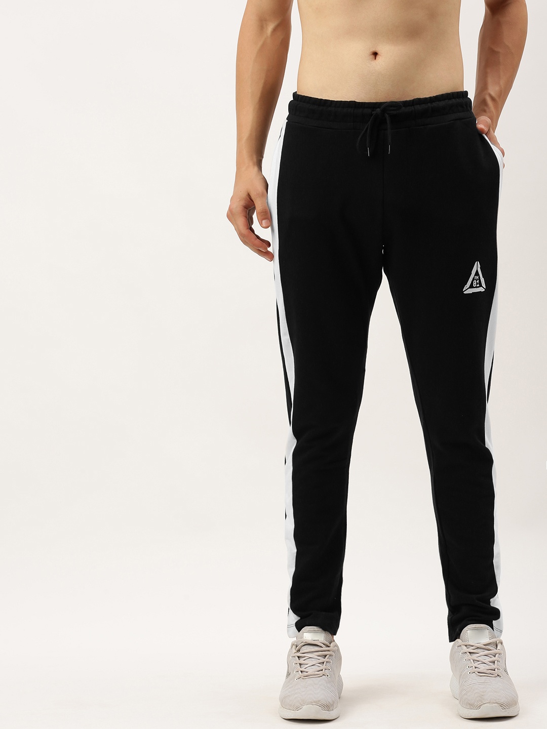 

Flying Machine Men Black Straight Fit Solid Track Pants with Side Stripes