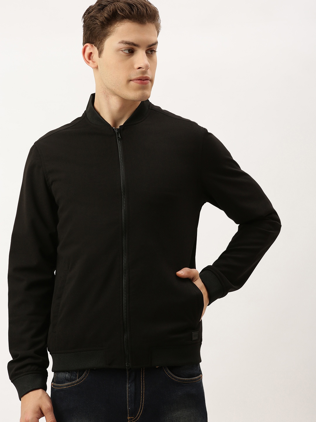 

Flying Machine Men Black Solid Bomber Jacket