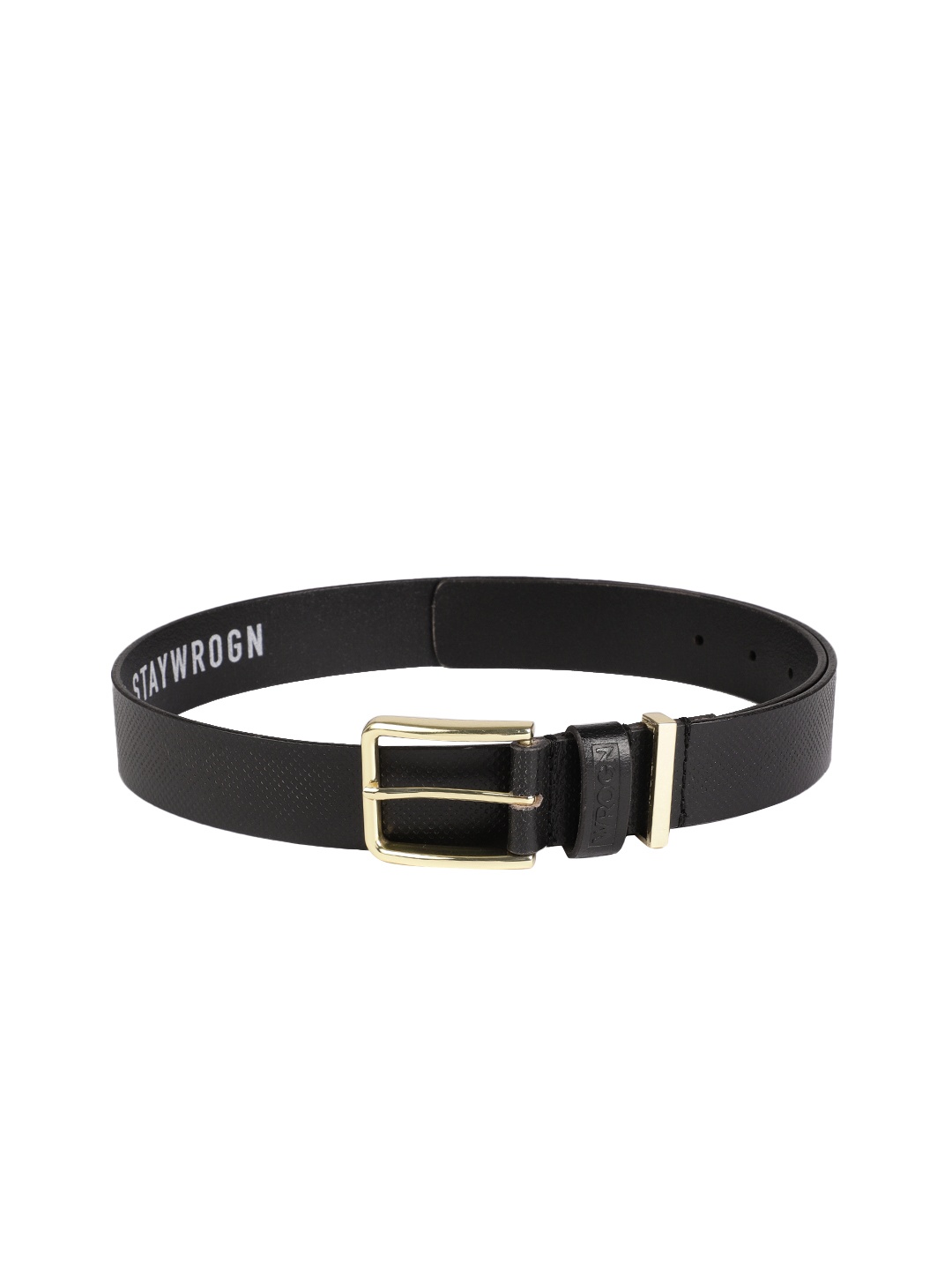 

WROGN Men Black Textured Leather Belt