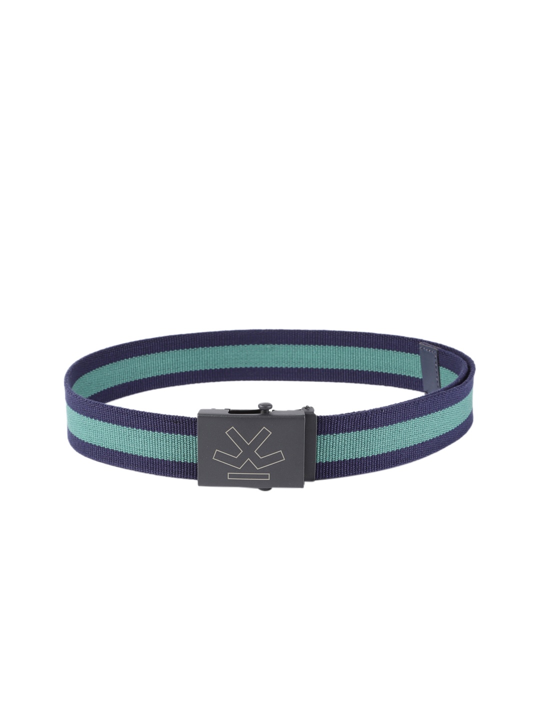 

WROGN Men Green & Blue Striped Belt