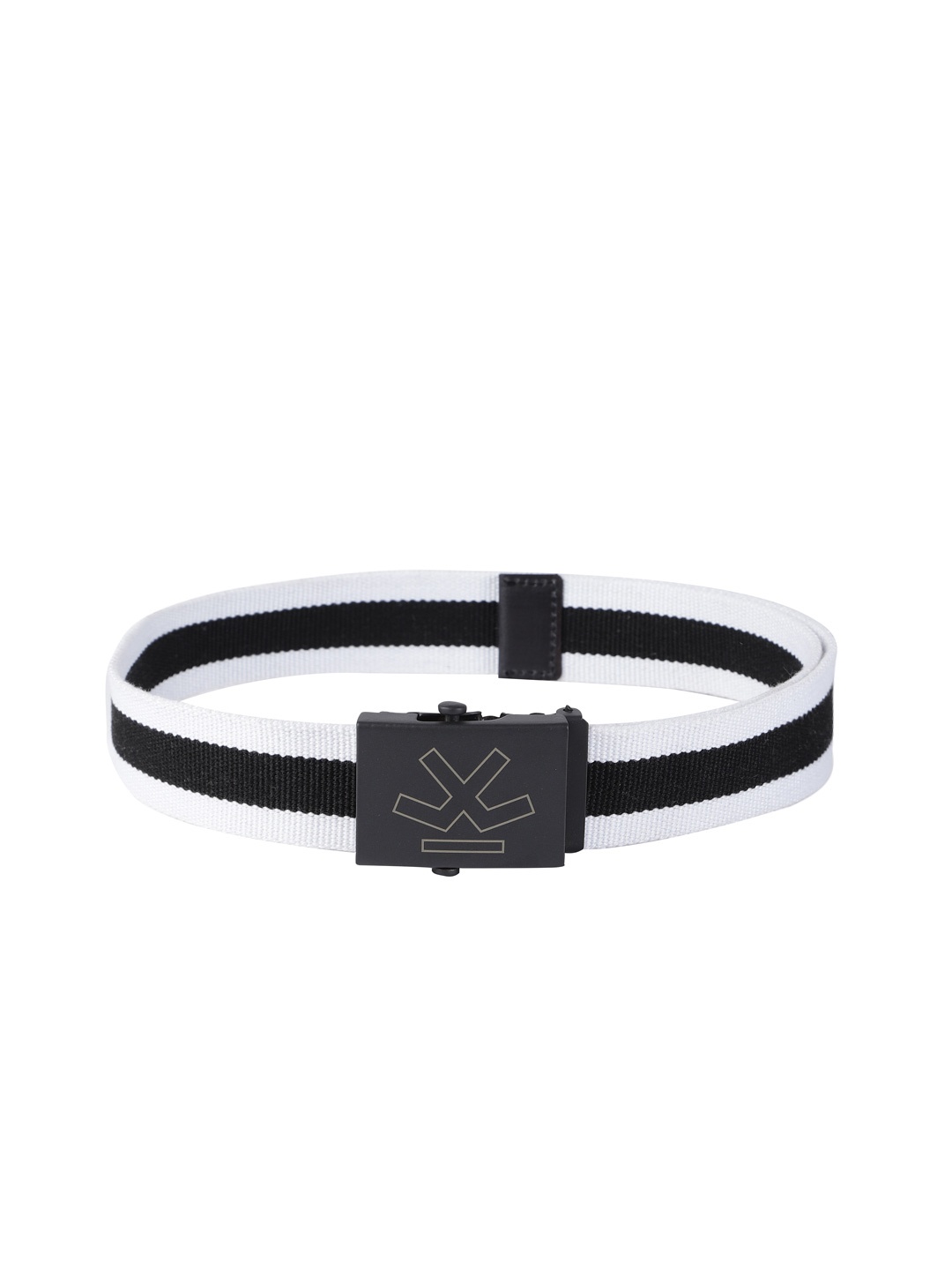 

WROGN Men Black & White Striped Belt