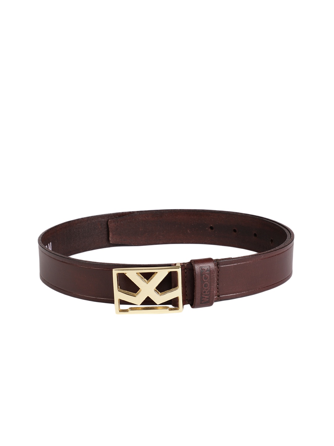 

WROGN Men Brown Solid Leather Belt
