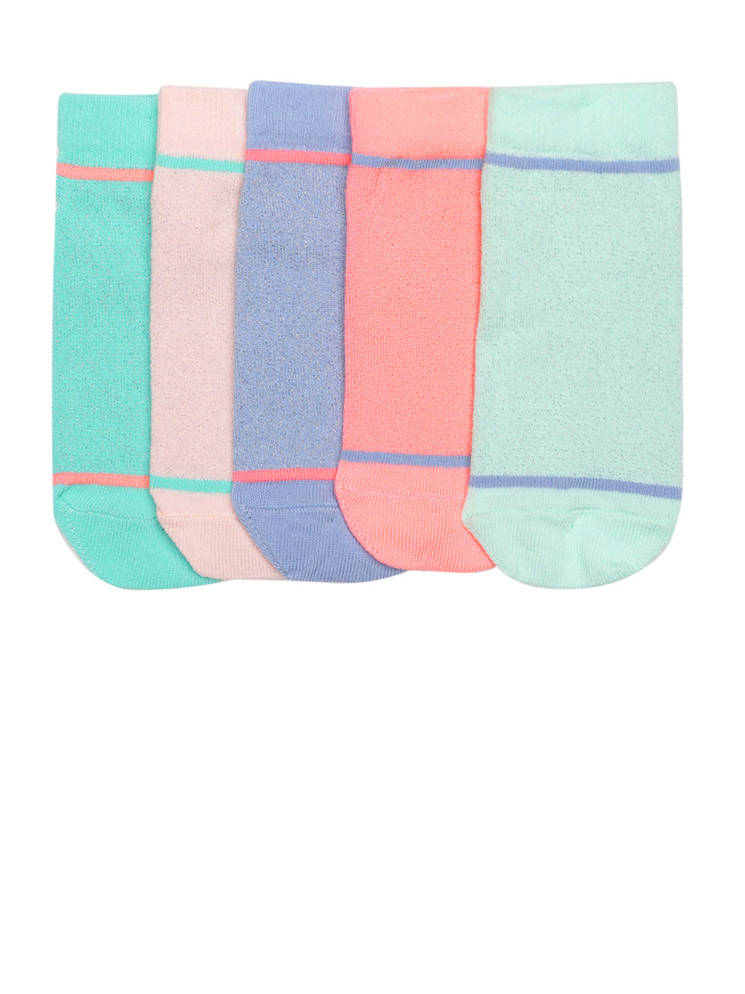 

Marks & Spencer Girls Pack of 5 Solid Ankle-length Socks, Blue