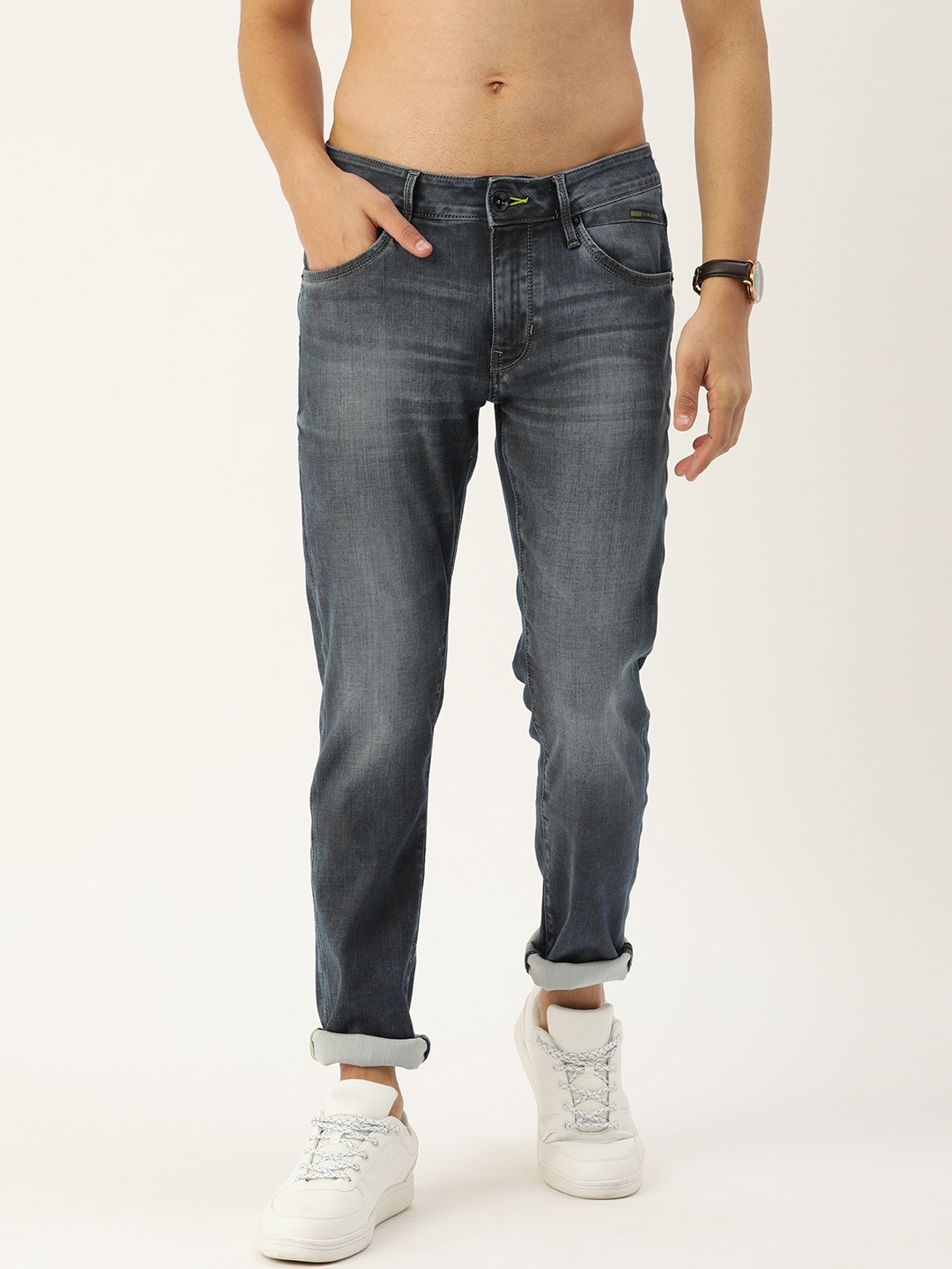 

Flying Machine Men Blue Michael Slim Tapered Fit Mid-Rise Clean Look Stretchable Jeans