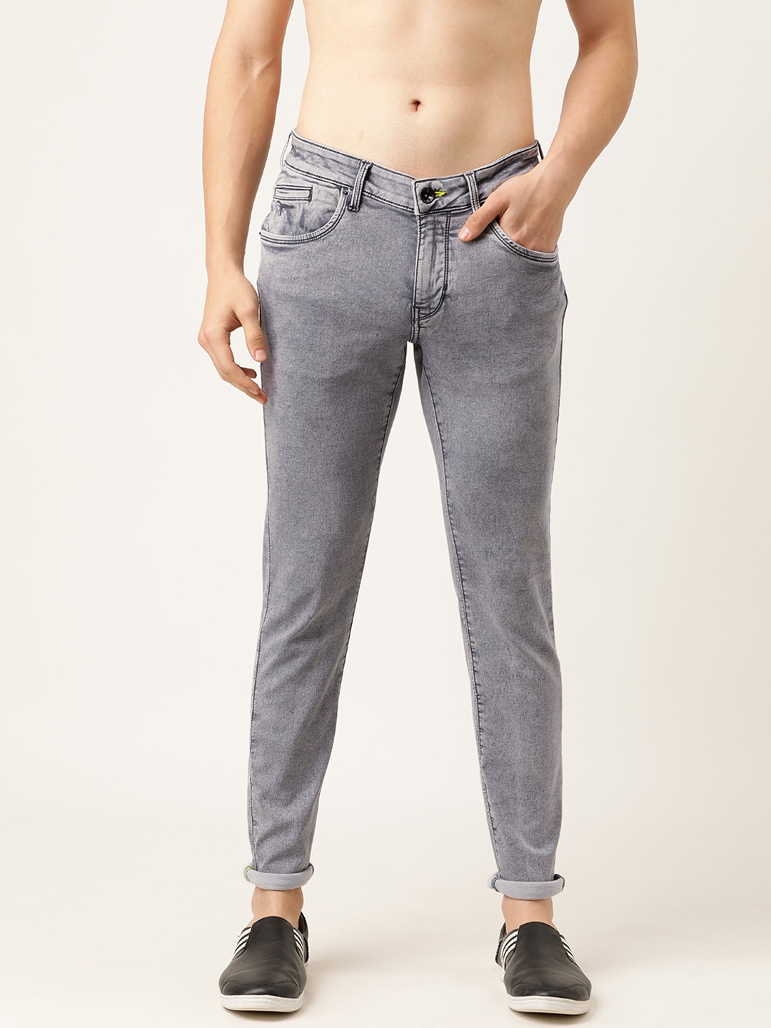

Flying Machine Men Grey Skinny Fit Low-Rise Clean Look Stretchable Jeans