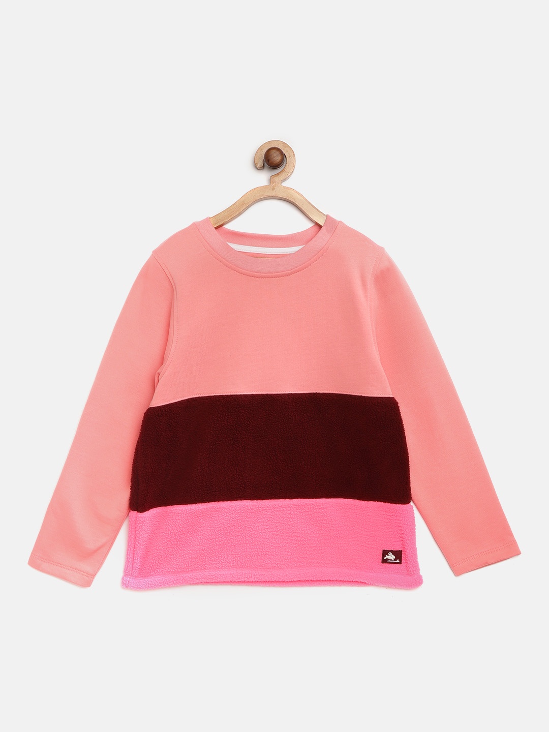 

Cherry Crumble Kids Peach-Coloured & Maroon Colourblocked Sweatshirt