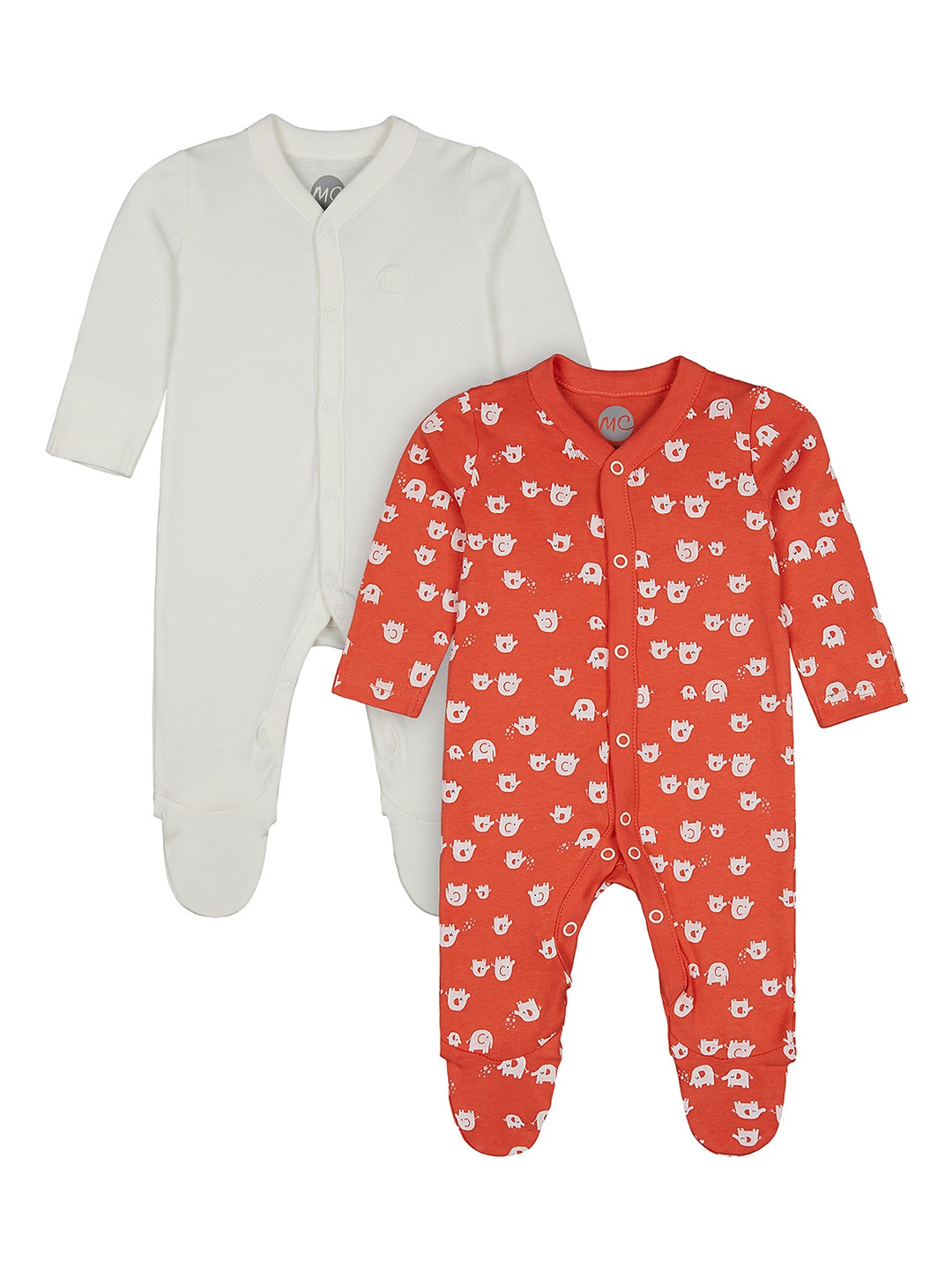 

mothercare Infant Kids Red & Grey Pack Of 2 Sleepsuits
