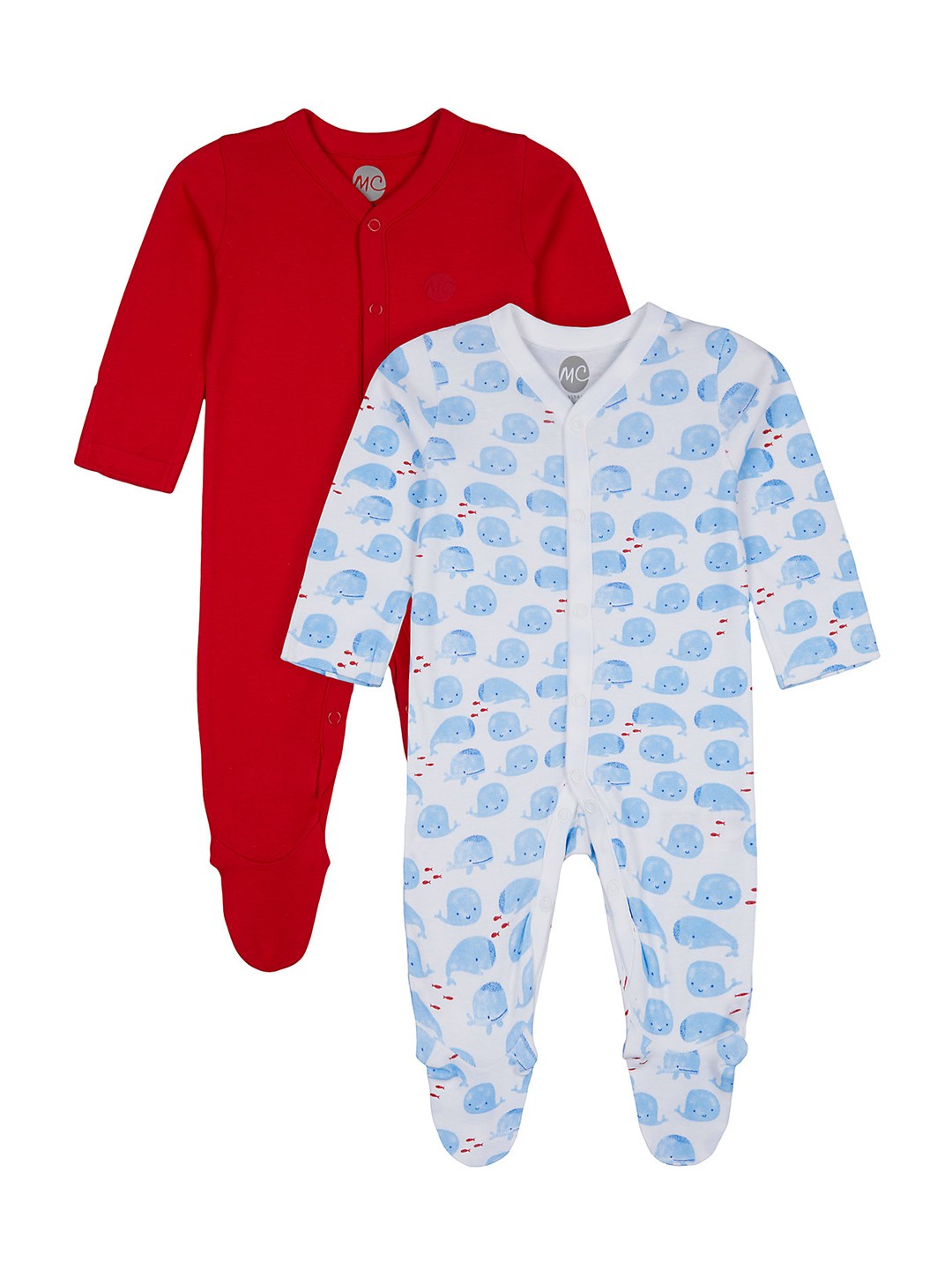 

mothercare Boys Pack of 2 Printed Sleepsuits, Multi