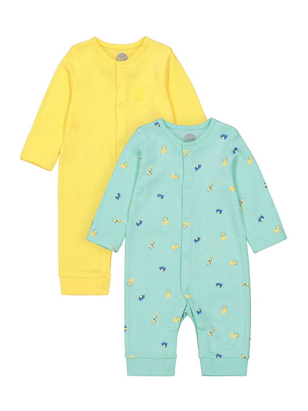 

mothercare Infant Boys Pack Of 2 Rompers, Yellow